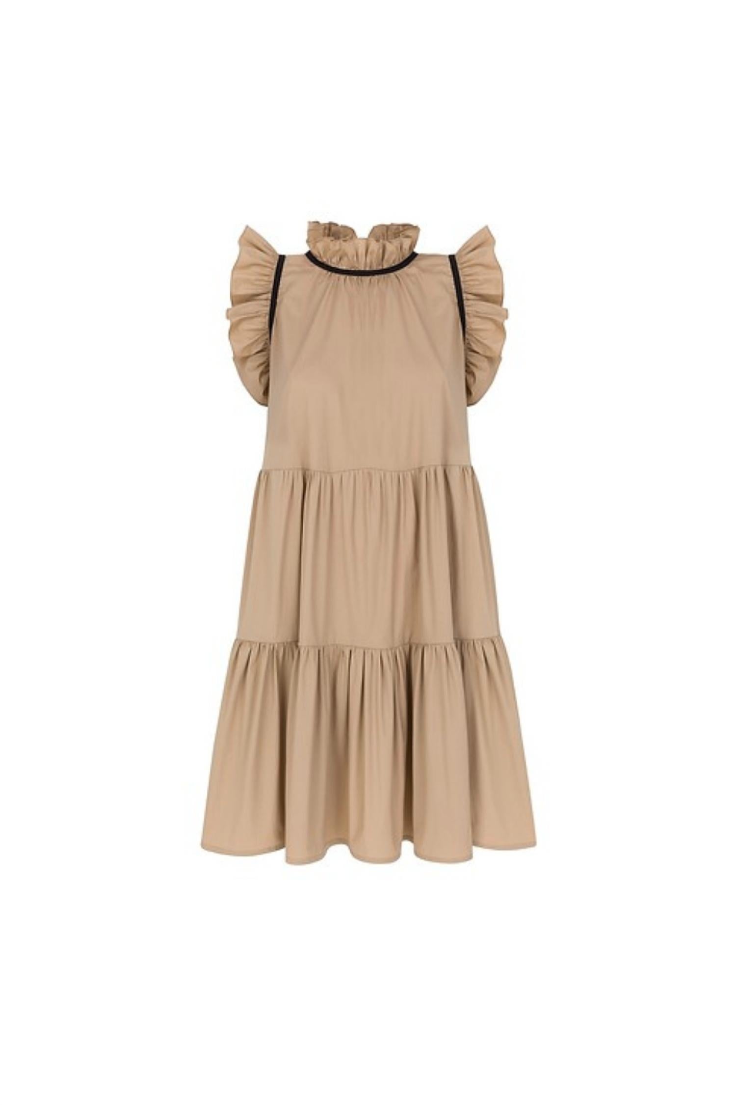 Monica Nera Luna Mini Dress In Beige In Brown