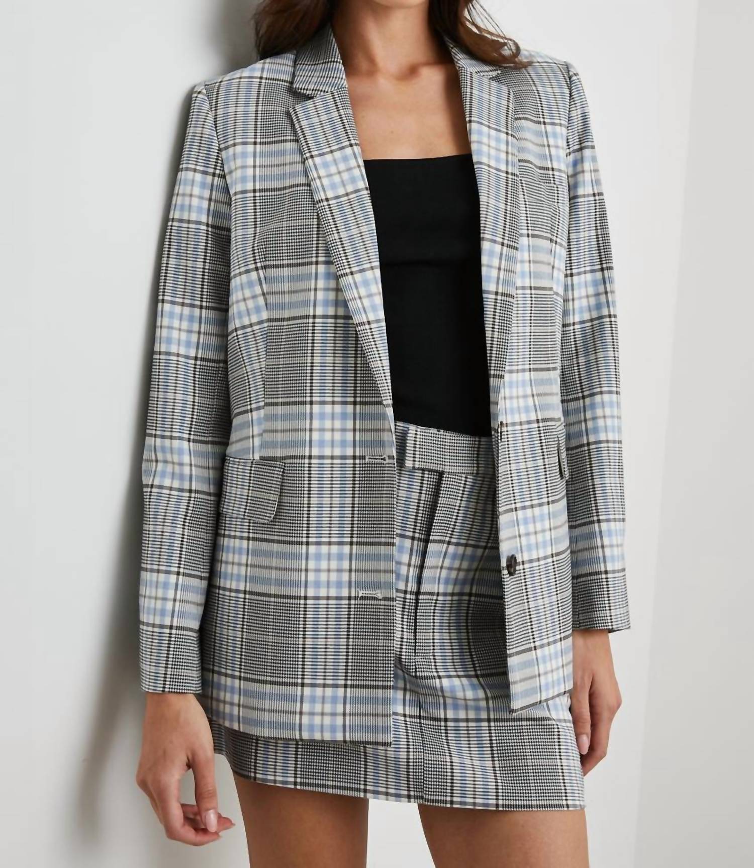 Rails Stanton Plaid Blazer In Cocoa Sky Check In Gray