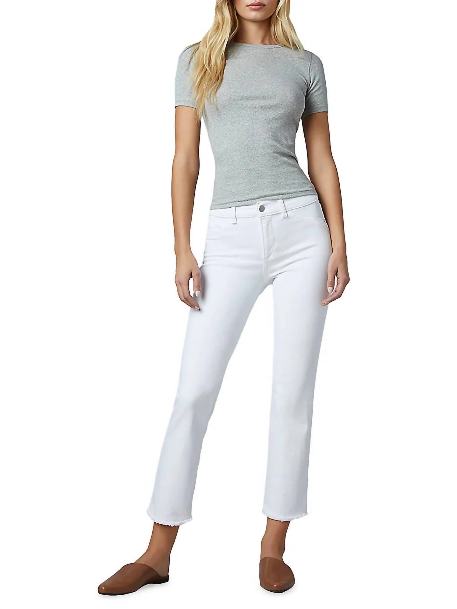 Shop Dl1961 - Women's Mara Straight Mid Rise Instasculpt Ankle Jeans In Milk In White