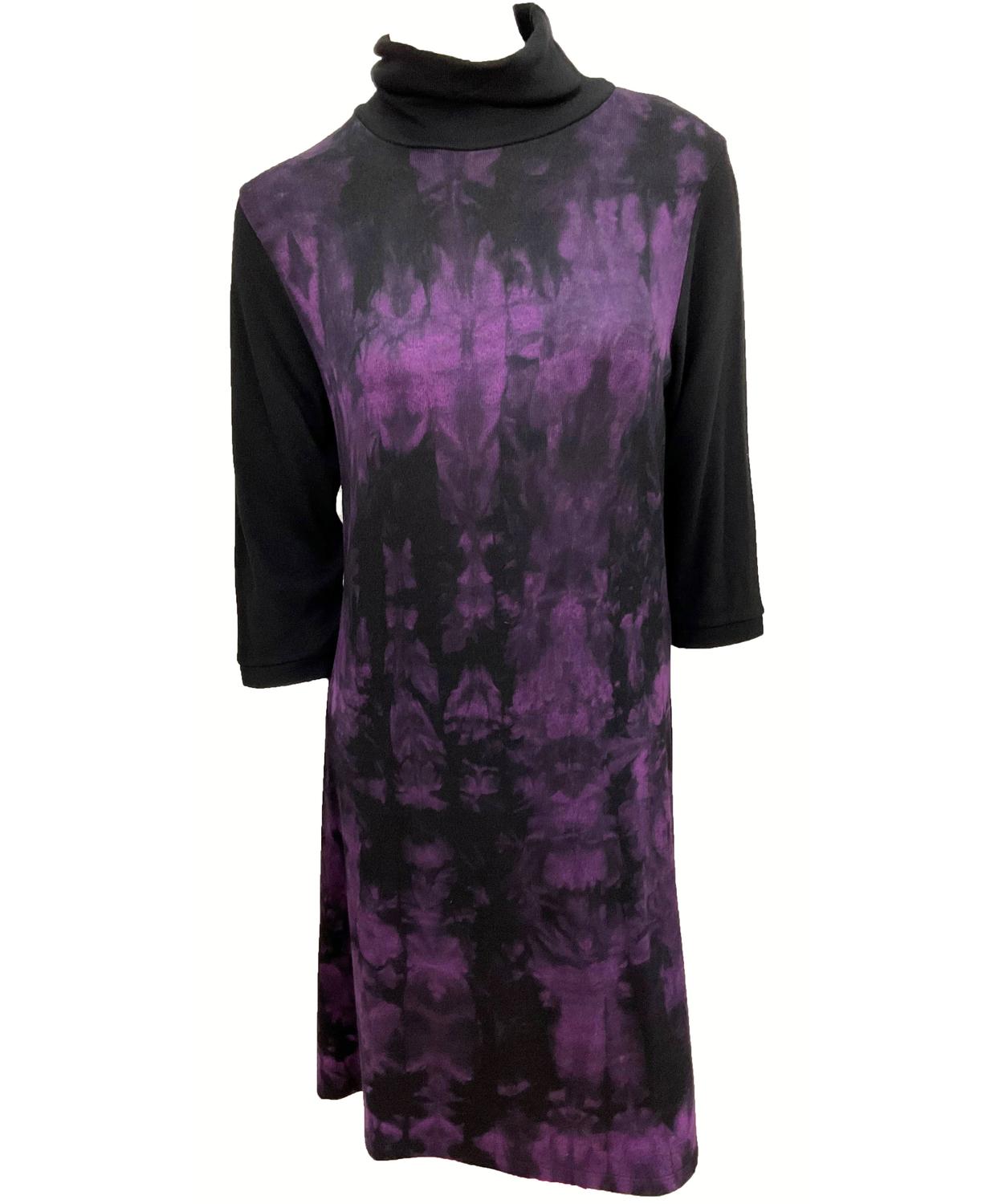 Shop French Kyss Marble Wash Turtleneck Dress In Grape In Purple