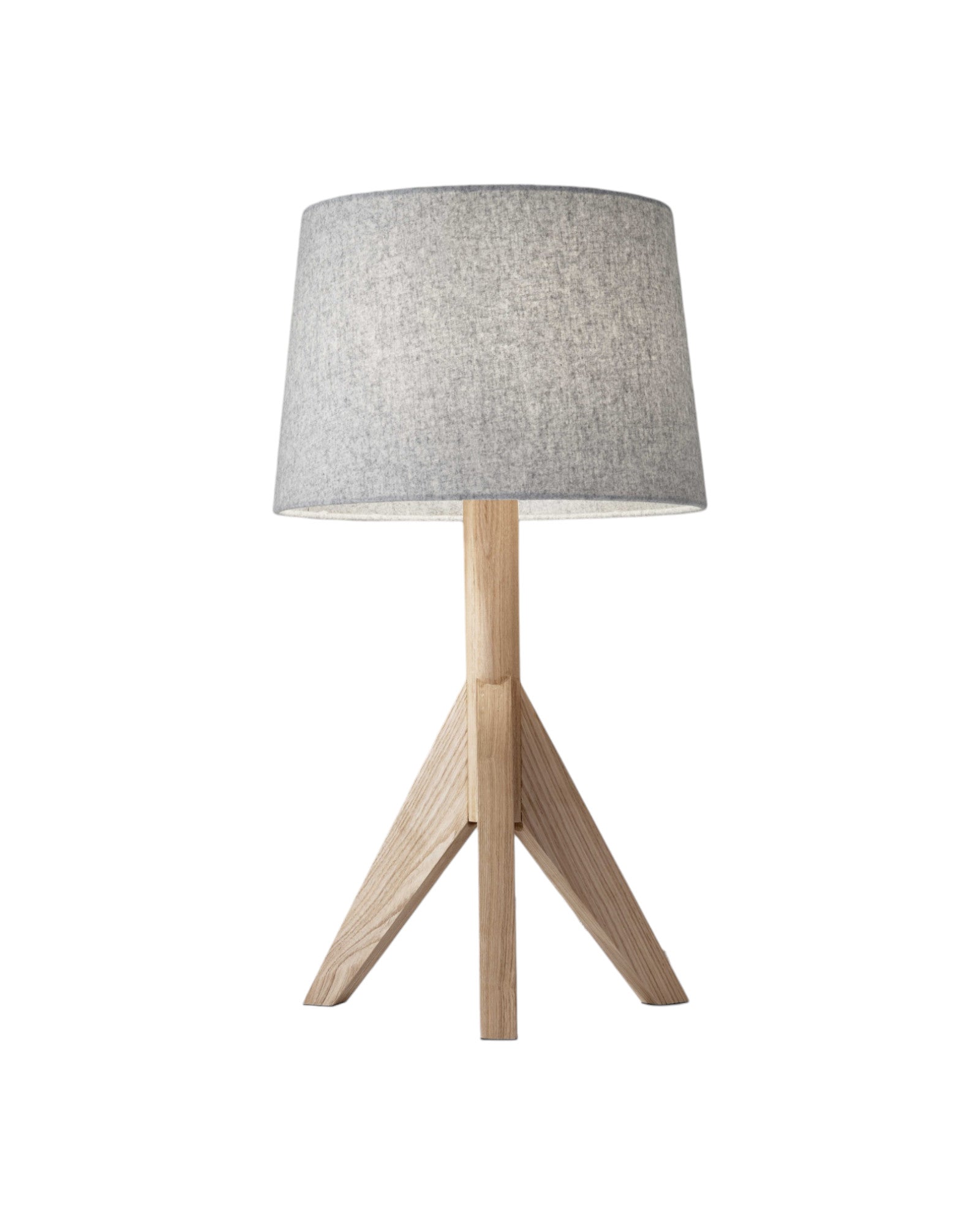 Homezia 25" Natural Solid Wood Tripod Table Lamp With Gray Empire Shade