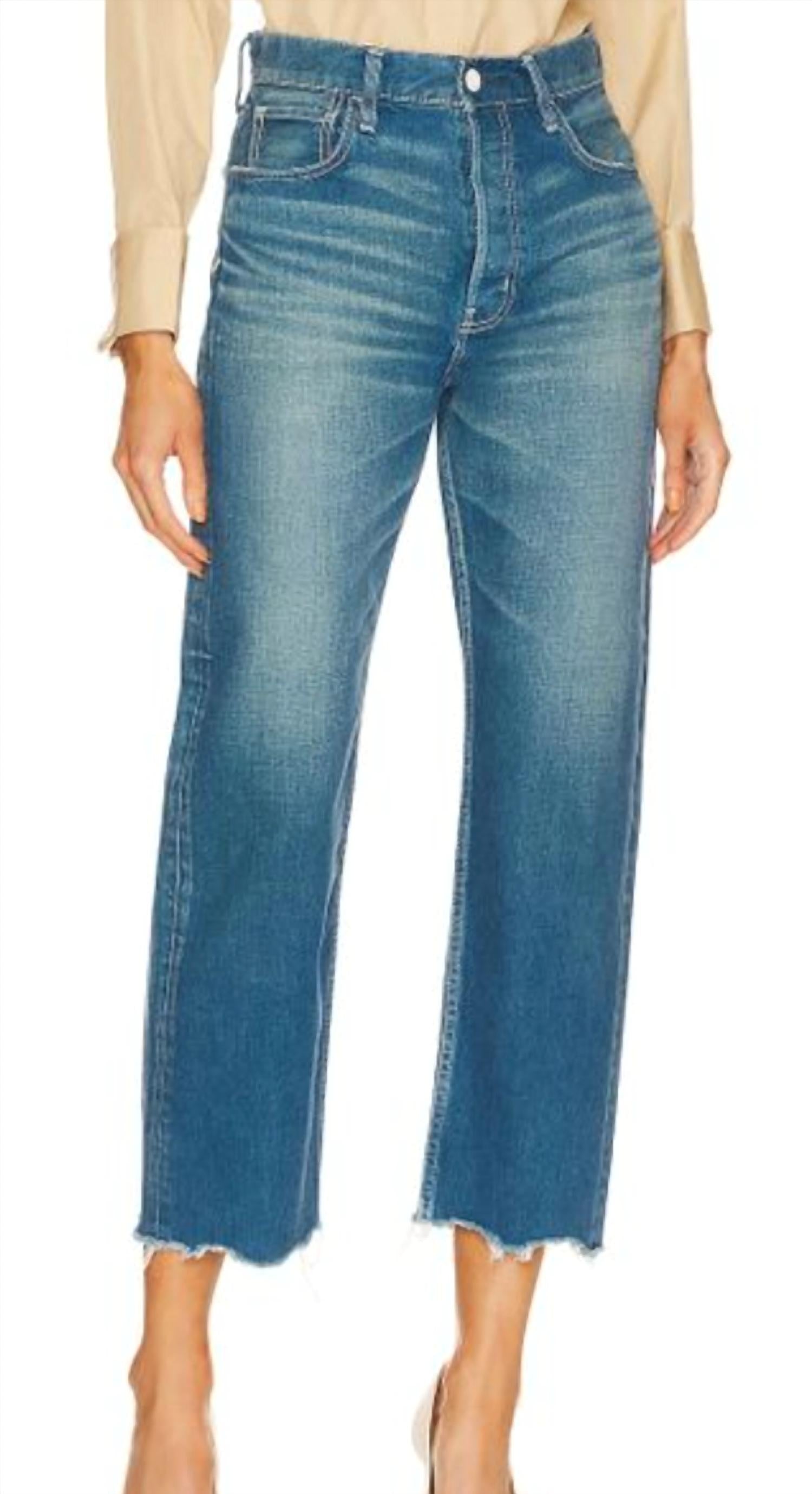 Shop Moussy Walmore Wide Straight Jeans In Medium Wash In Blue