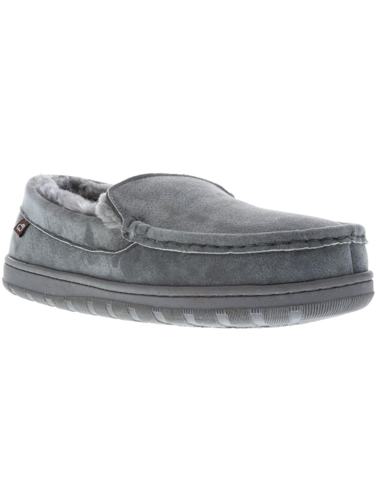 Lamo Harrison Mens Suede Moccasin Slippers In Grey