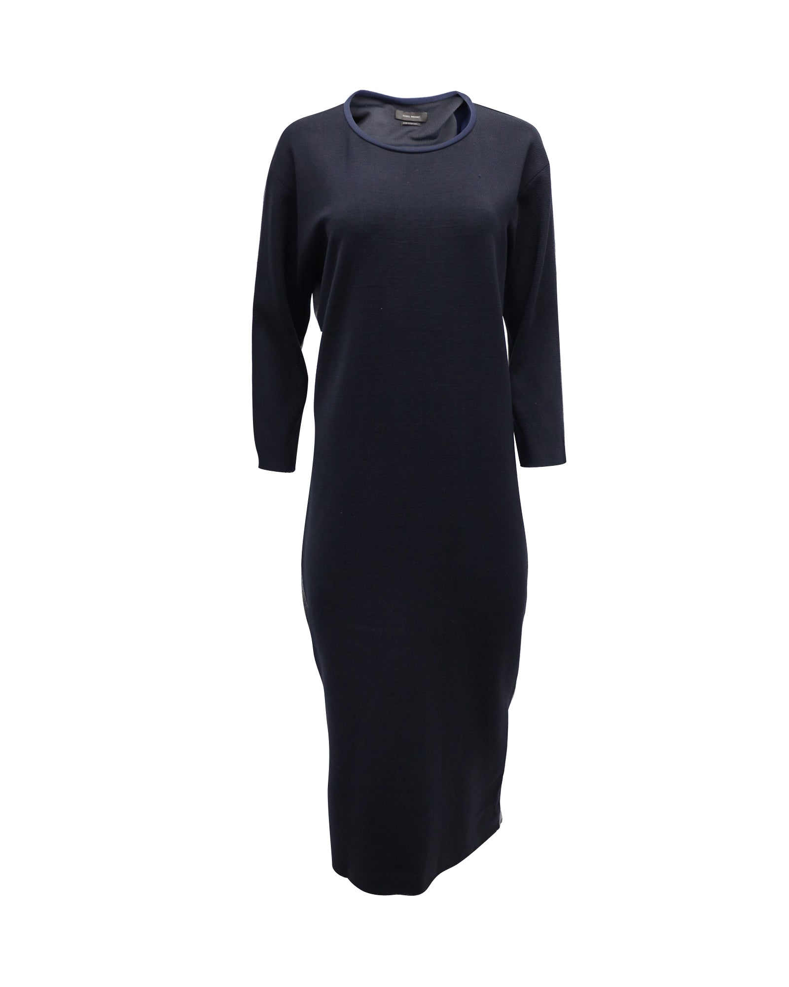 image of Isabel Marant Deena Two-Tone Panel Dress in Navy Blue Wool