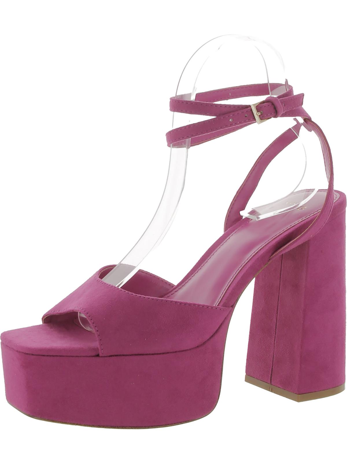 Mng Womens Ankle Strap Square Open Toe Platform Sandals In Pink