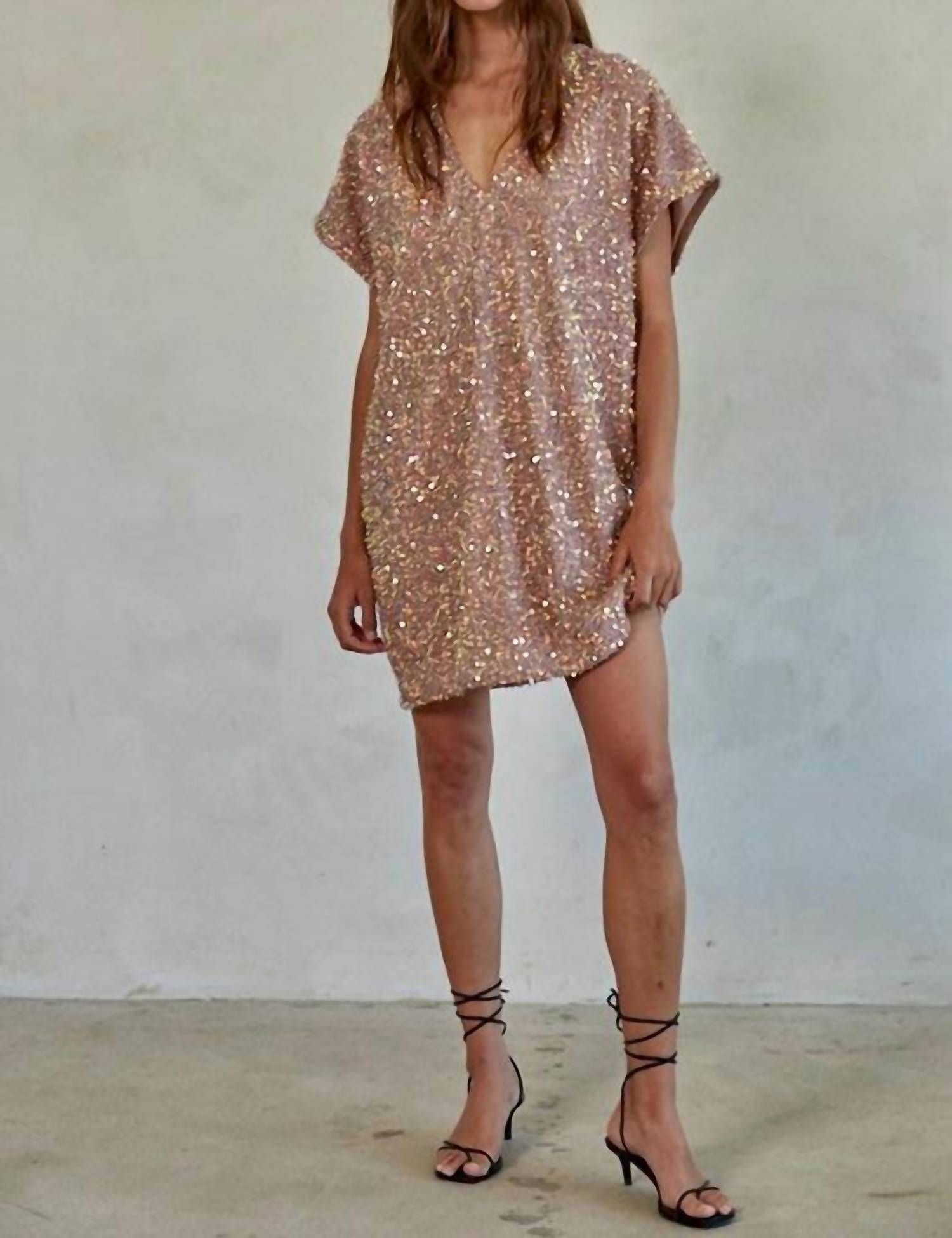 By Together Falling Stars Dress In Rose Gold In Pink