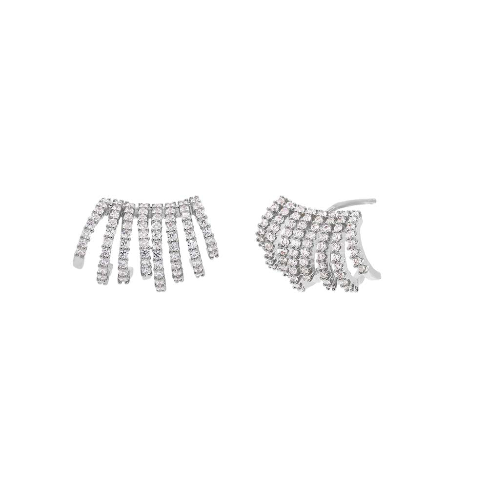 Shop Adina Eden Pave Multi Row Stud Earring In Silver