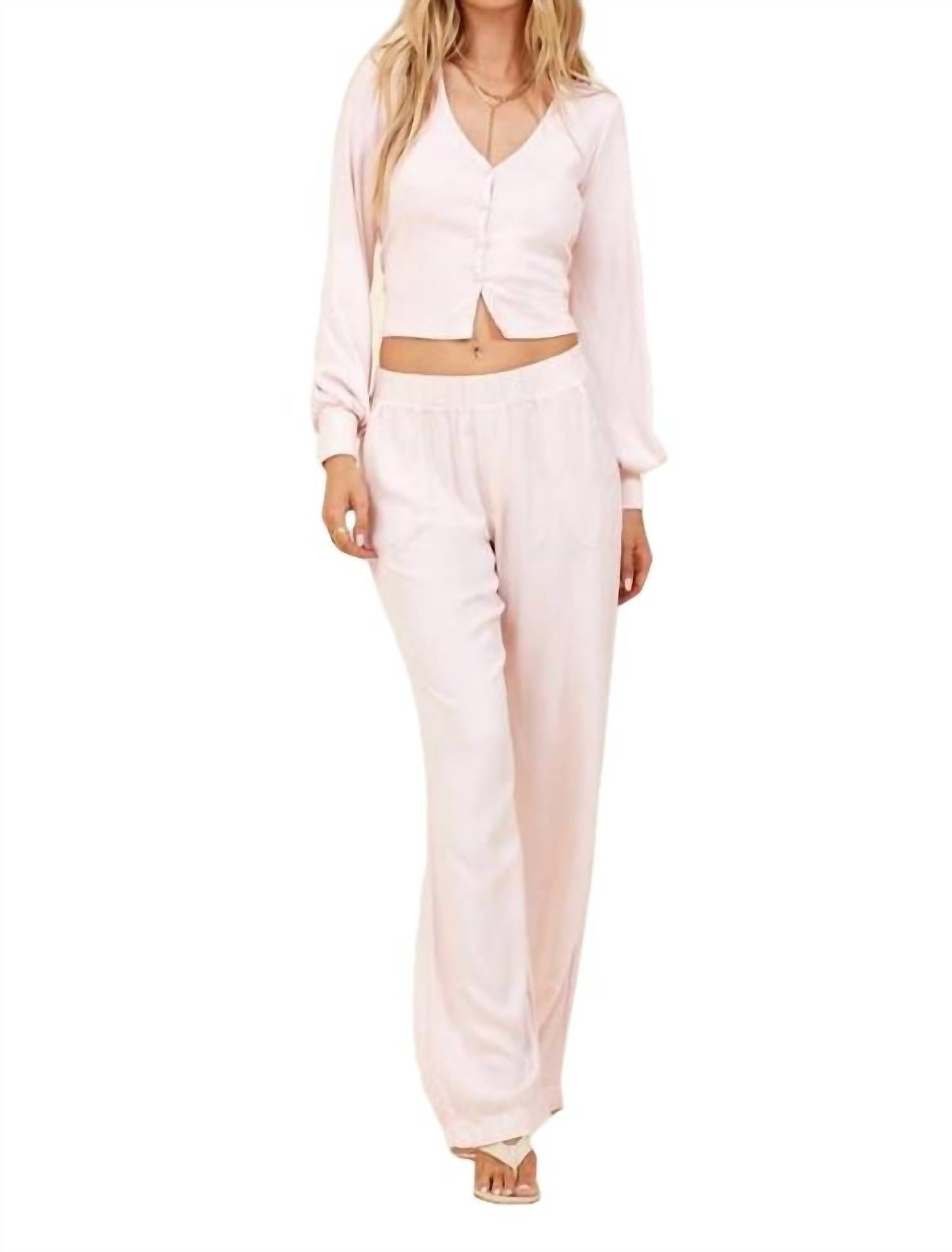 Shop Lamade Maxine Volume Sleeve Cardigan In Peach Fizz In White