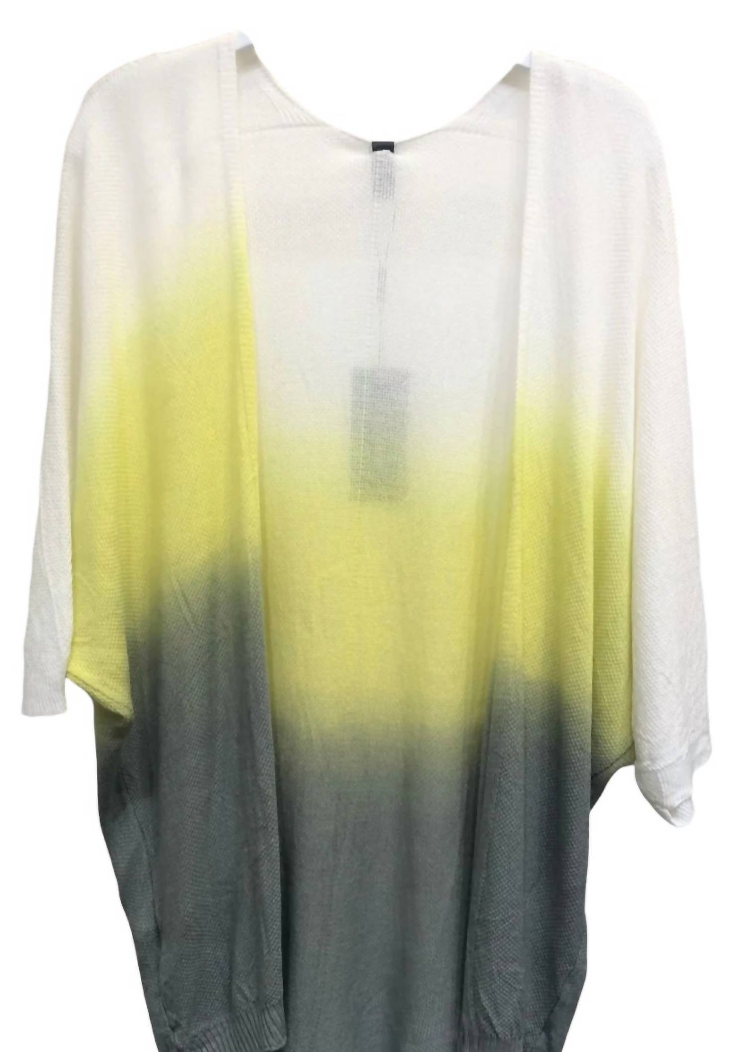 Venti6 Women's Dip Dye Light Weight Knit Cardigan In White/yellow In Multi