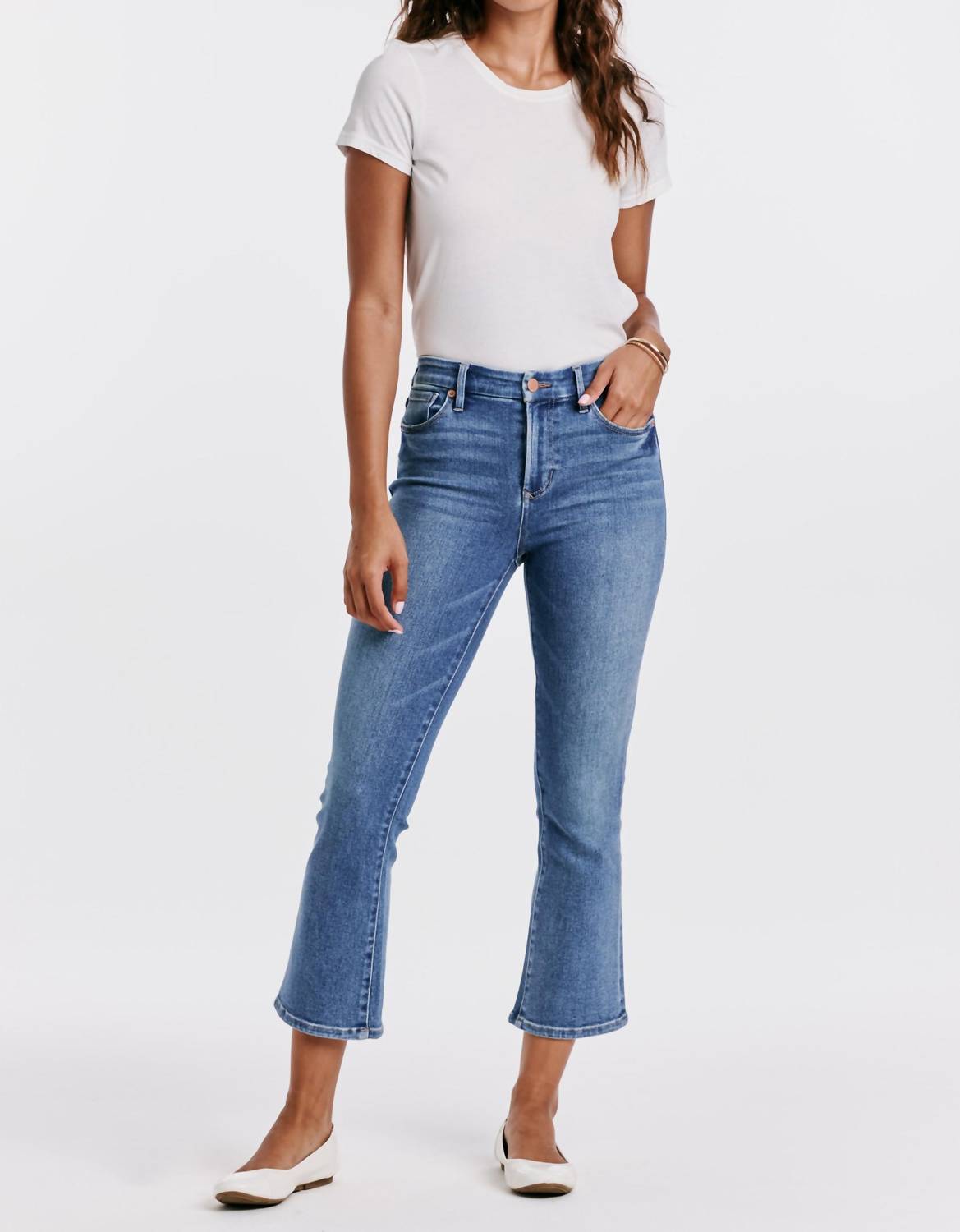 Dear John Denim Jeanne Cropped Flare Jeans In Wexford In Blue