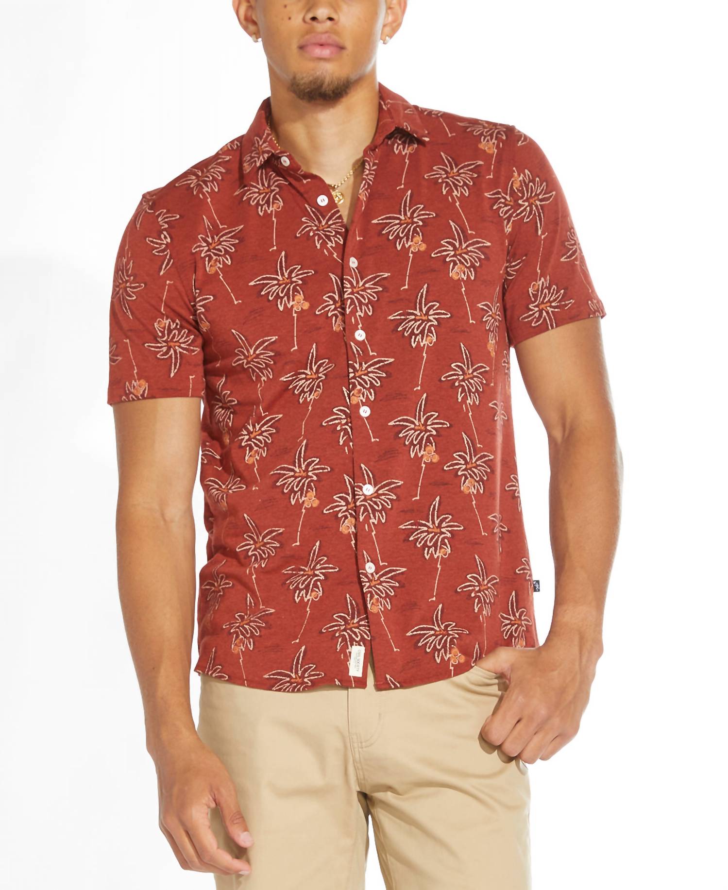 Shop Civil Society Men's Paseo Knit Shirt In Heather Rust In Red