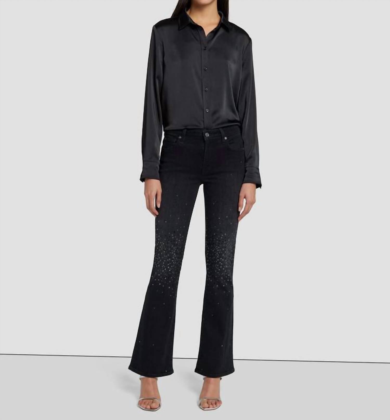7 For All Mankind Tailorless Crystal Bootcut Jean In Black Iris
