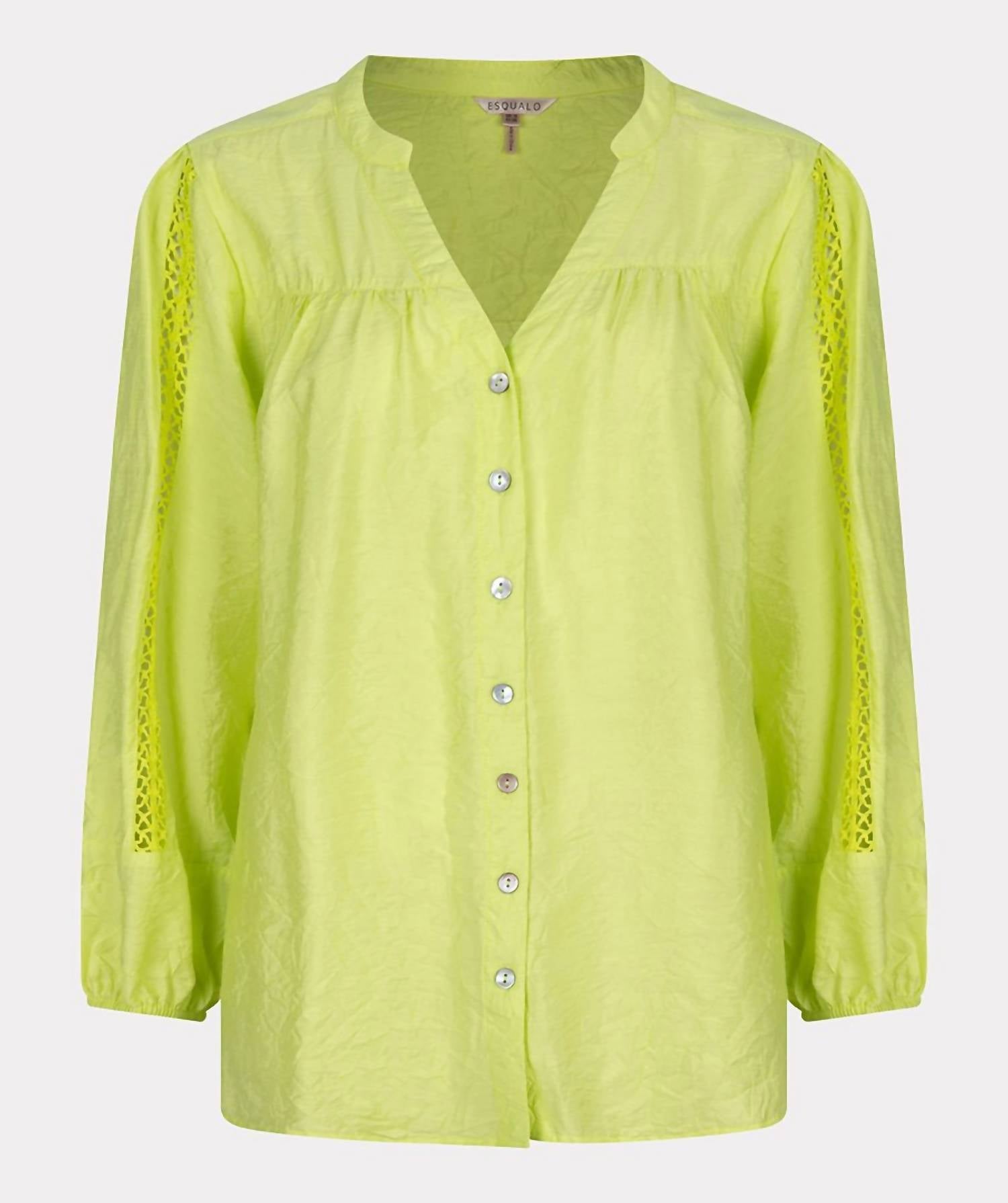 Esqualo Crinkle Lace Blouse In Lime In Green
