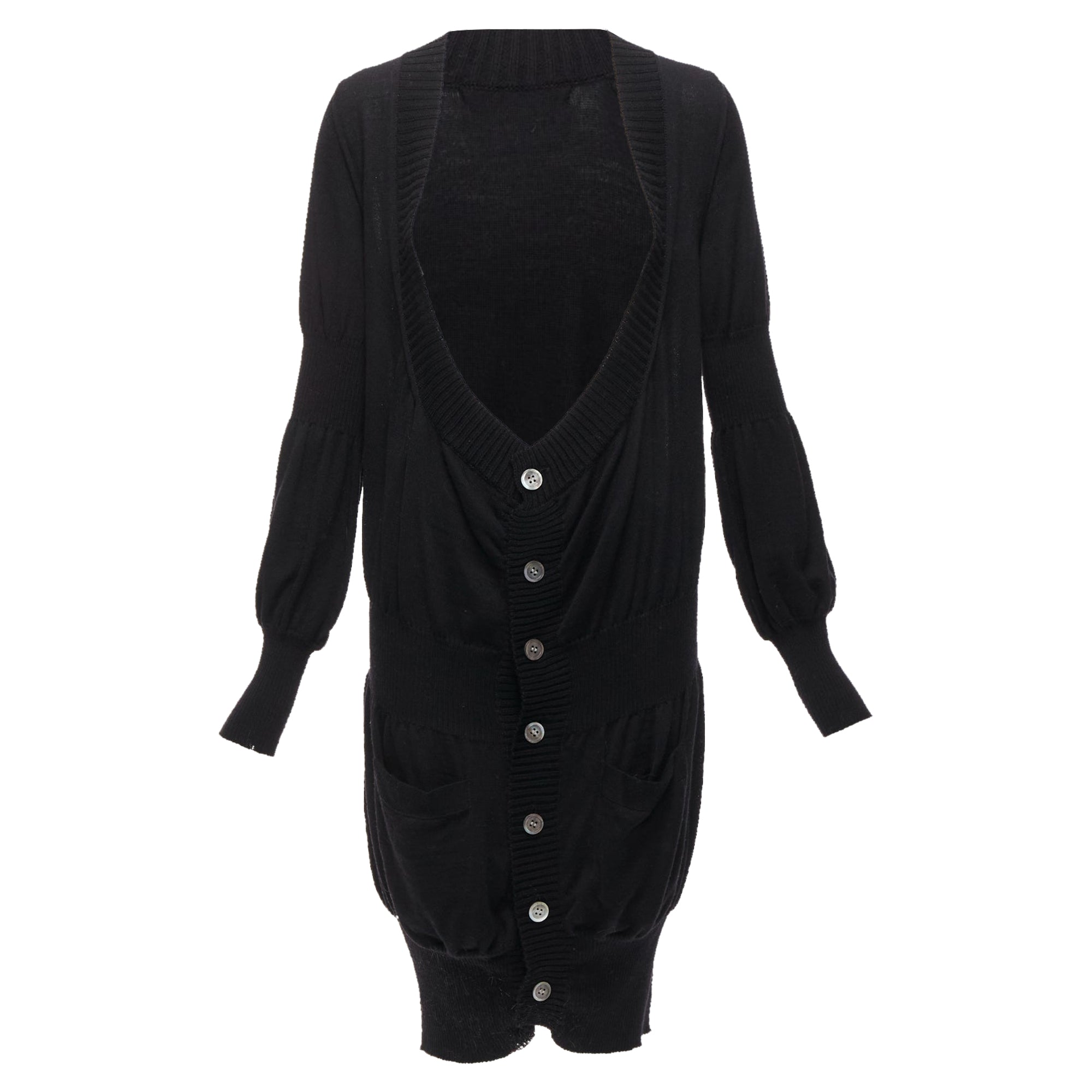 image of Junya Watanabe Wool Low Cut Long Button Up Cardigan Sweater