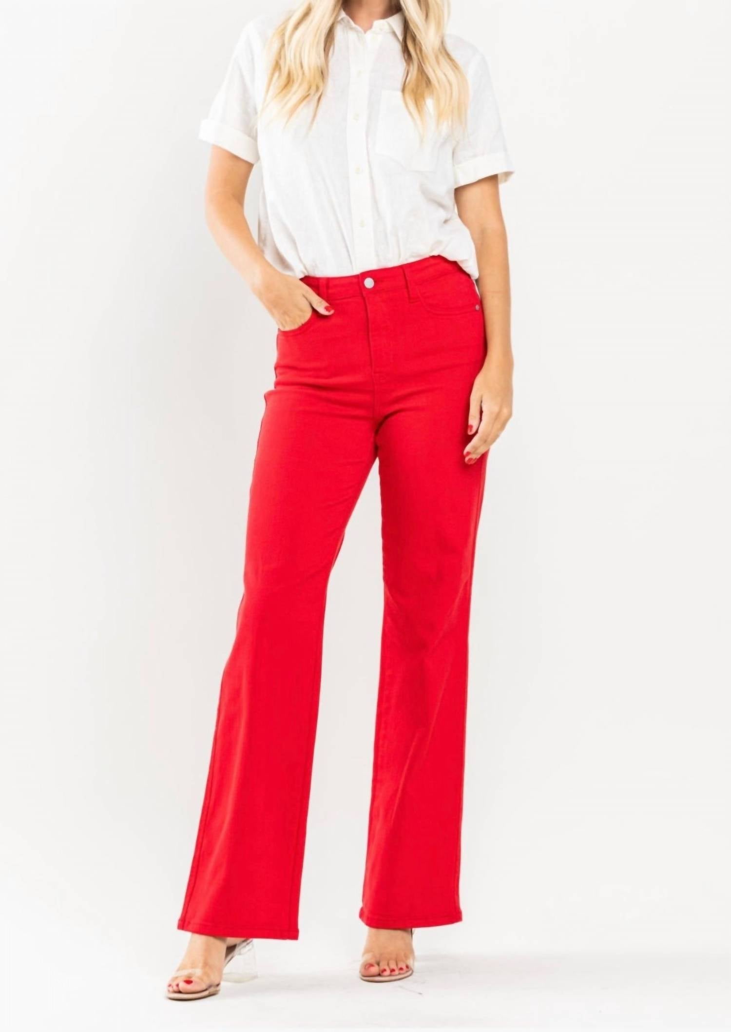 Judy Blue Straight Fit Jeans In Red