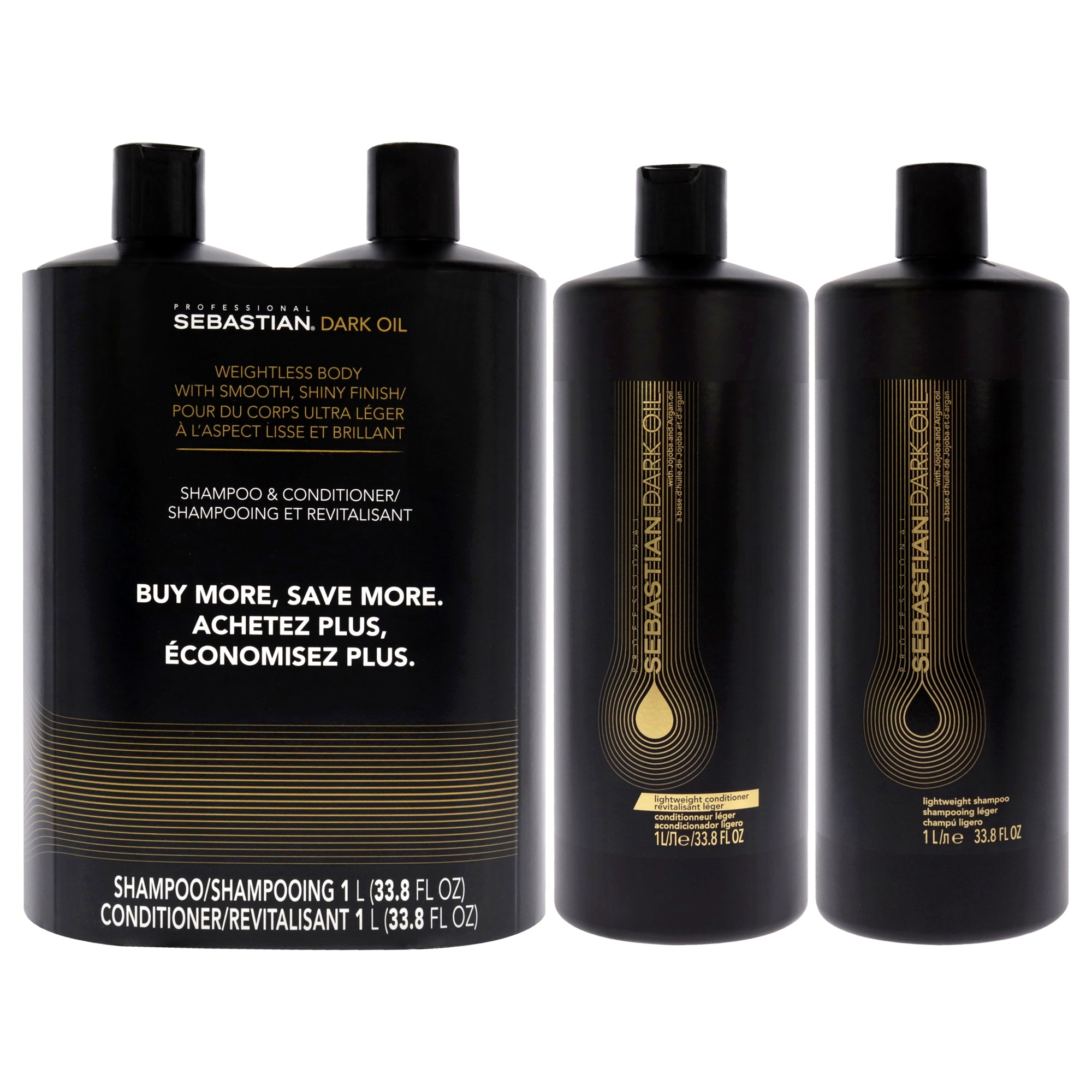 Sebastian Dark Oil Weightless Duo By  For Unisex - 2 Pc 33.8 Shampoo, 33.8 Conditioner In White
