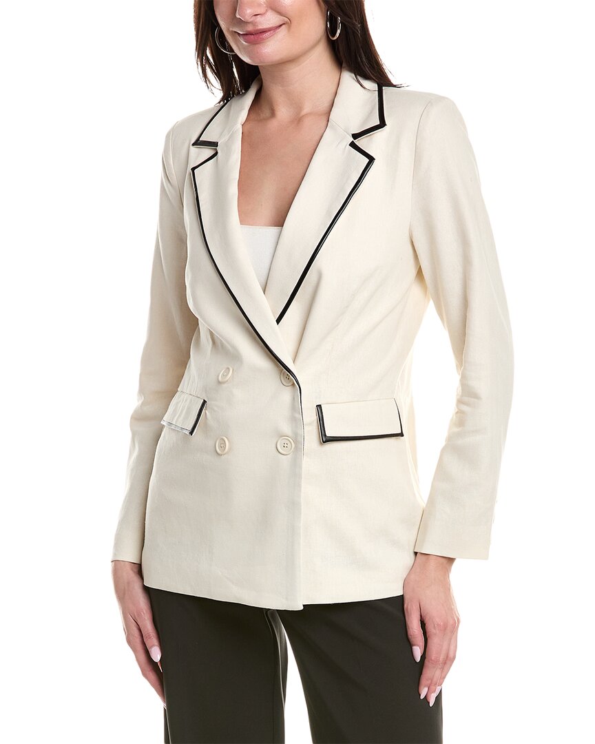 Shop Vince Camuto Oversized Linen-blend Blazer In Beige