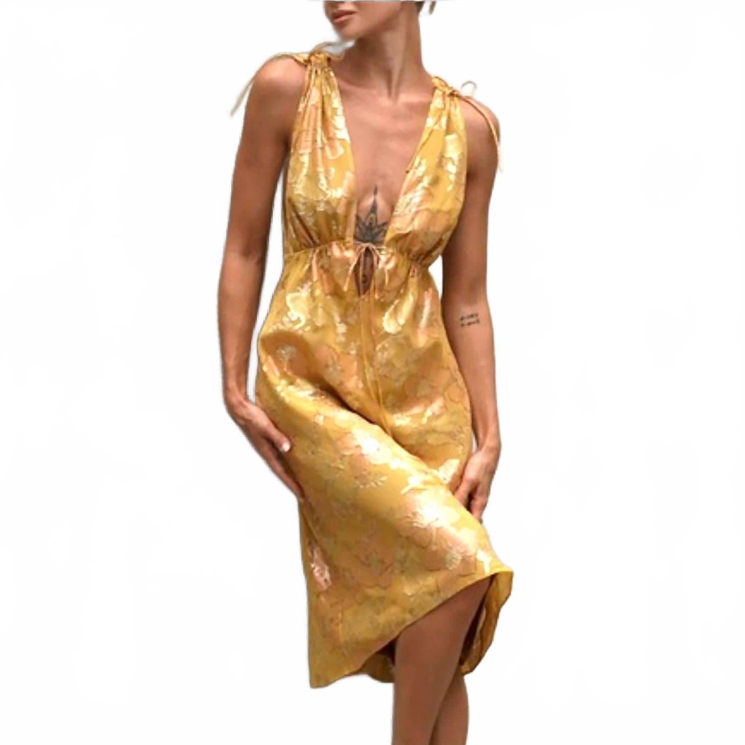 Rumored Women's Paradise Midi Dress In Golden Hour In Gold