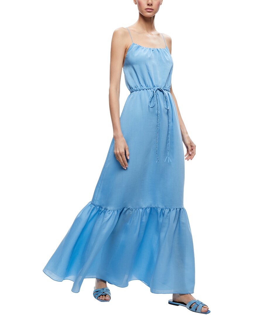 Alice And Olivia Womens Jayda Belted Maxi Dress, 2 In Blue