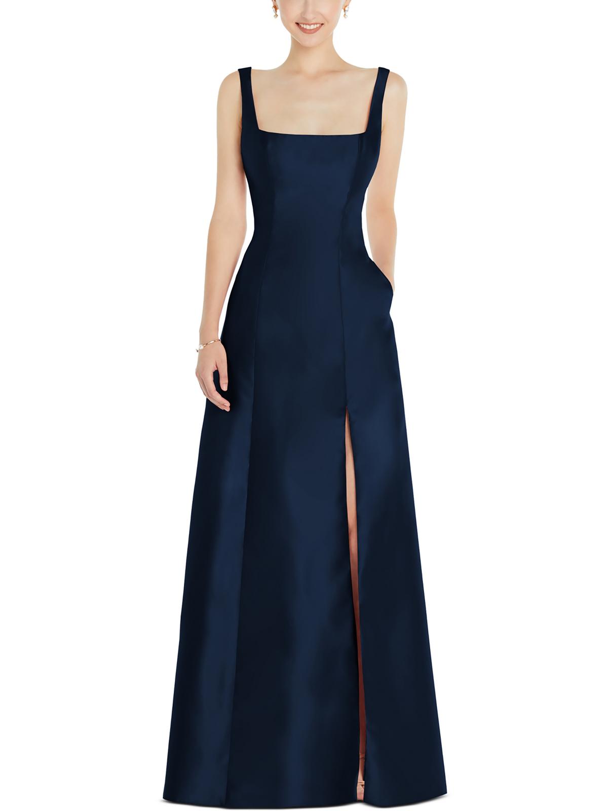 Alfred Sung Plus Womens Slit Polyester Evening Dress In Multi