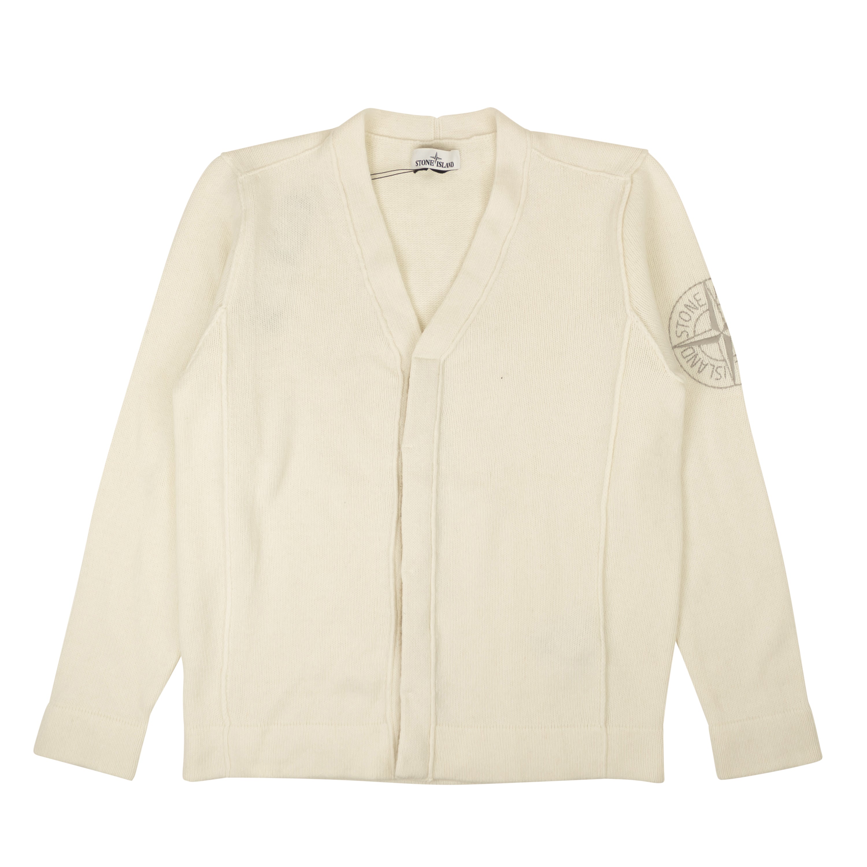 Stone Island Wool Blend Button V-neck - Off-white In Neutral