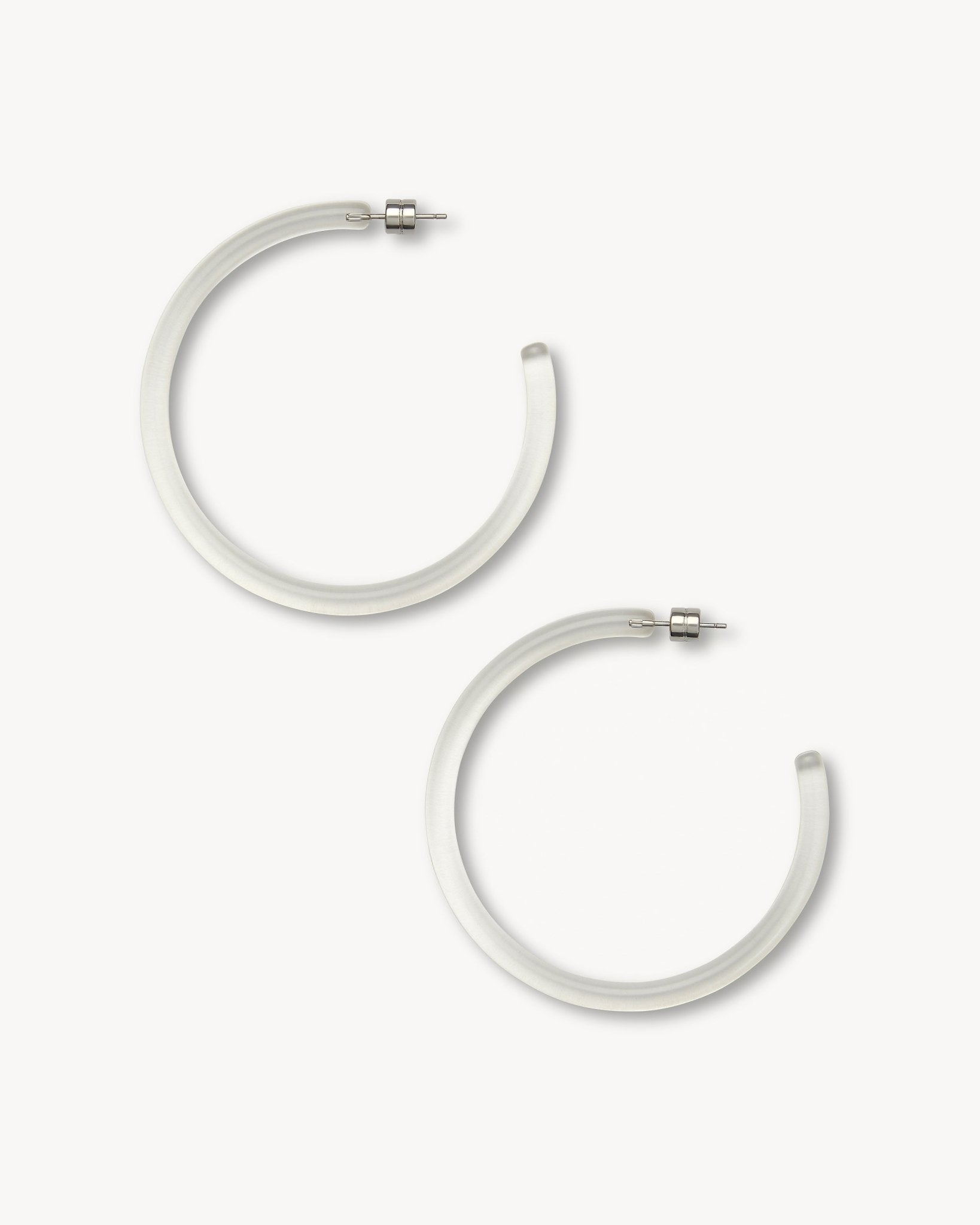 Shop Machete Large Hoops In Clear In Silver