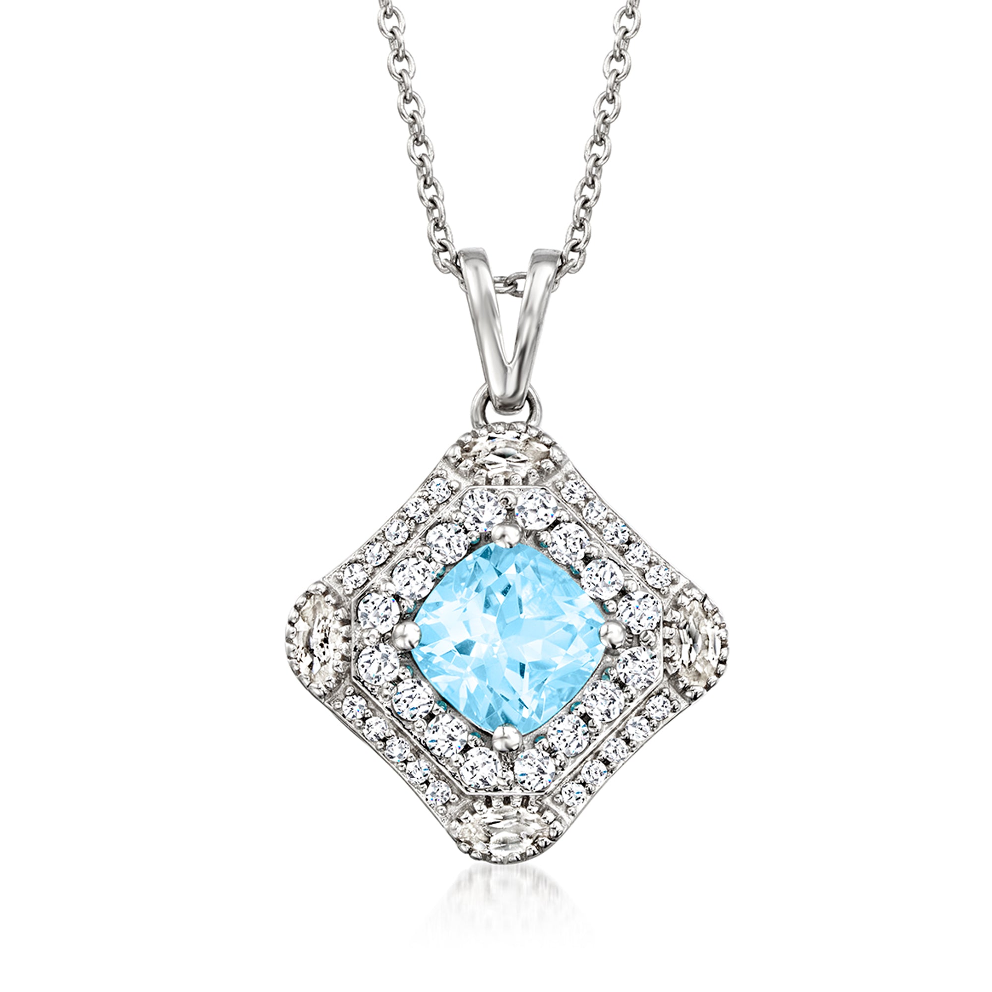 Ross-simons Sky Blue And . White Topaz Pendant Necklace In Sterling Silver