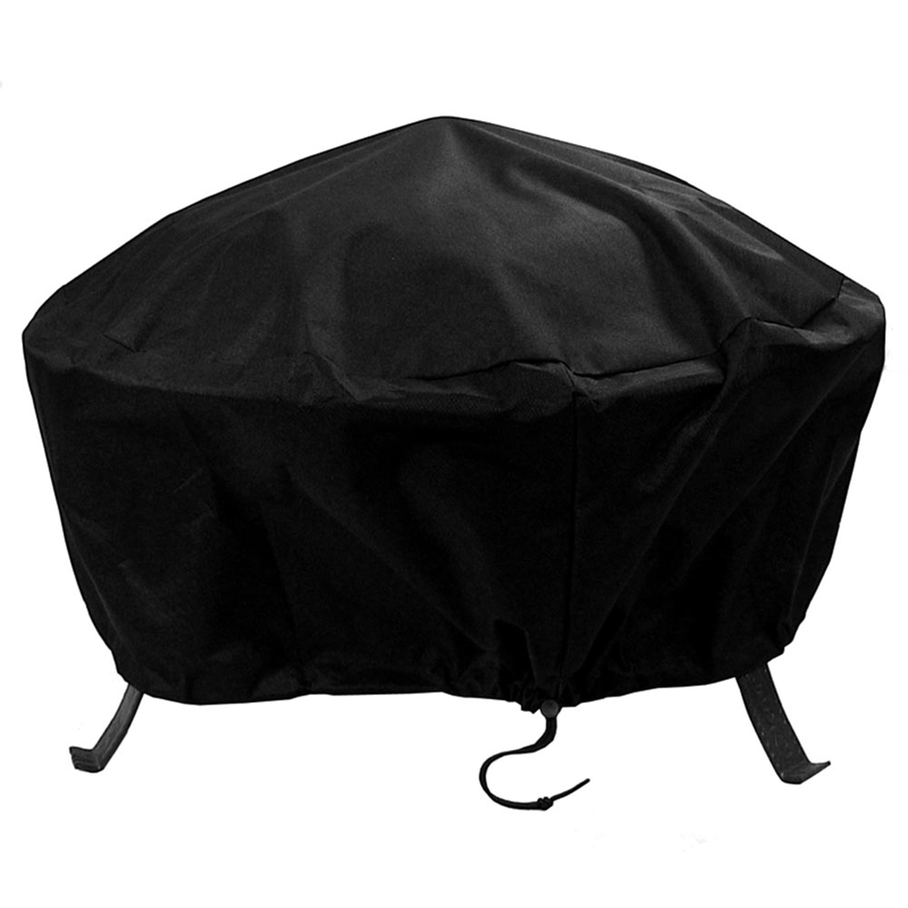 Sunnydaze Outdoor Heavy-Duty Weather-Resistant PVC and 300D Polyester Round Fire Pit Cover with Drawstring and Toggle Closure - 58" - Black