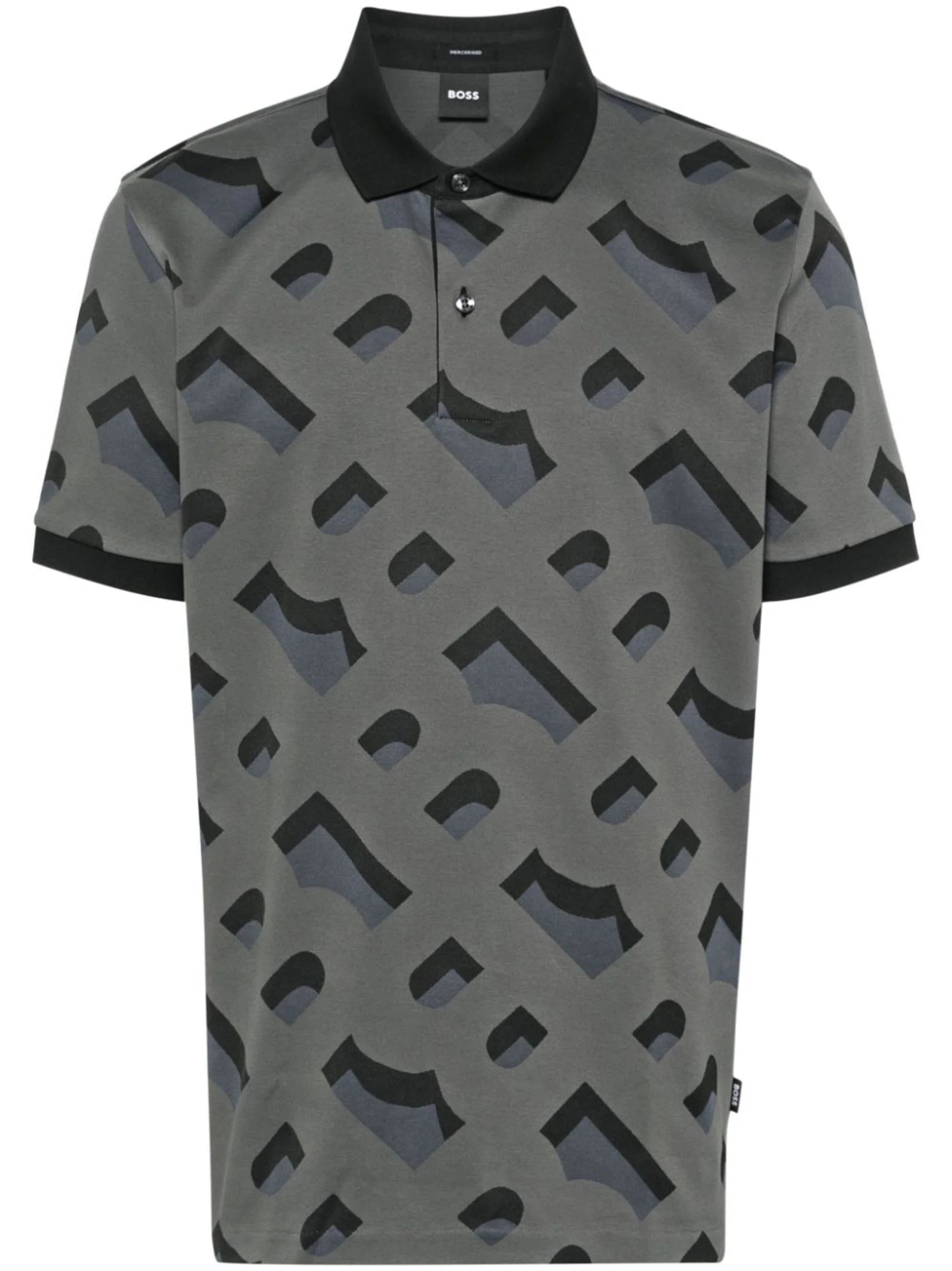 Shop Hugo Boss Men's Prout 419 Logo Polo T-shirt, Charcoal Gray In Black