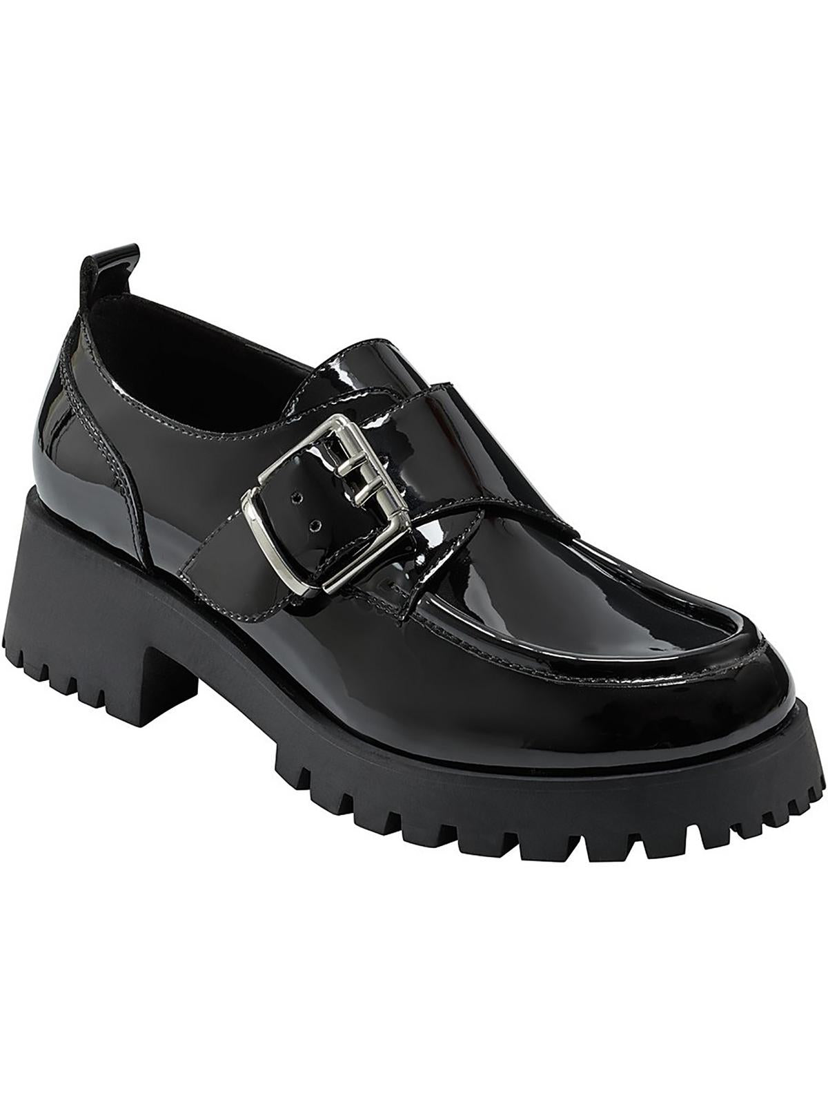 Shop Marc Fisher Hazelton Womens Patent Slip On Loafer Heels In Black