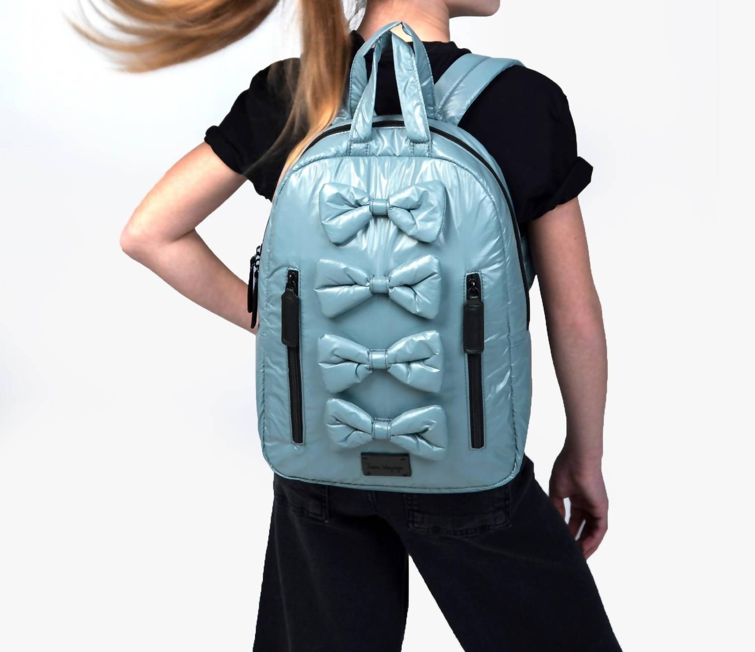 Shop 7am Enfant Midi Bows Backpack In Mirage In Blue