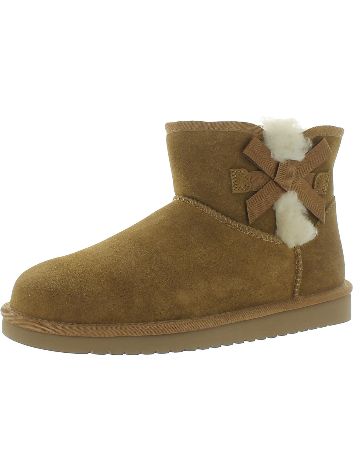 Shop Koolaburra Victoria Mini Womens Suede Pull On Shearling Boots In Pink