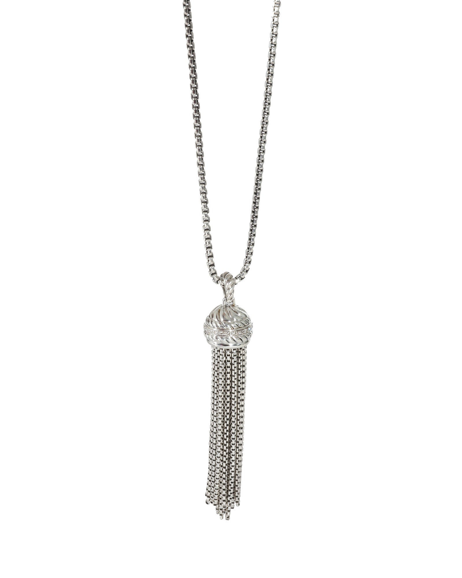 image of David Yurman Cable Diamond Tassel Pendant in Sterling Silver