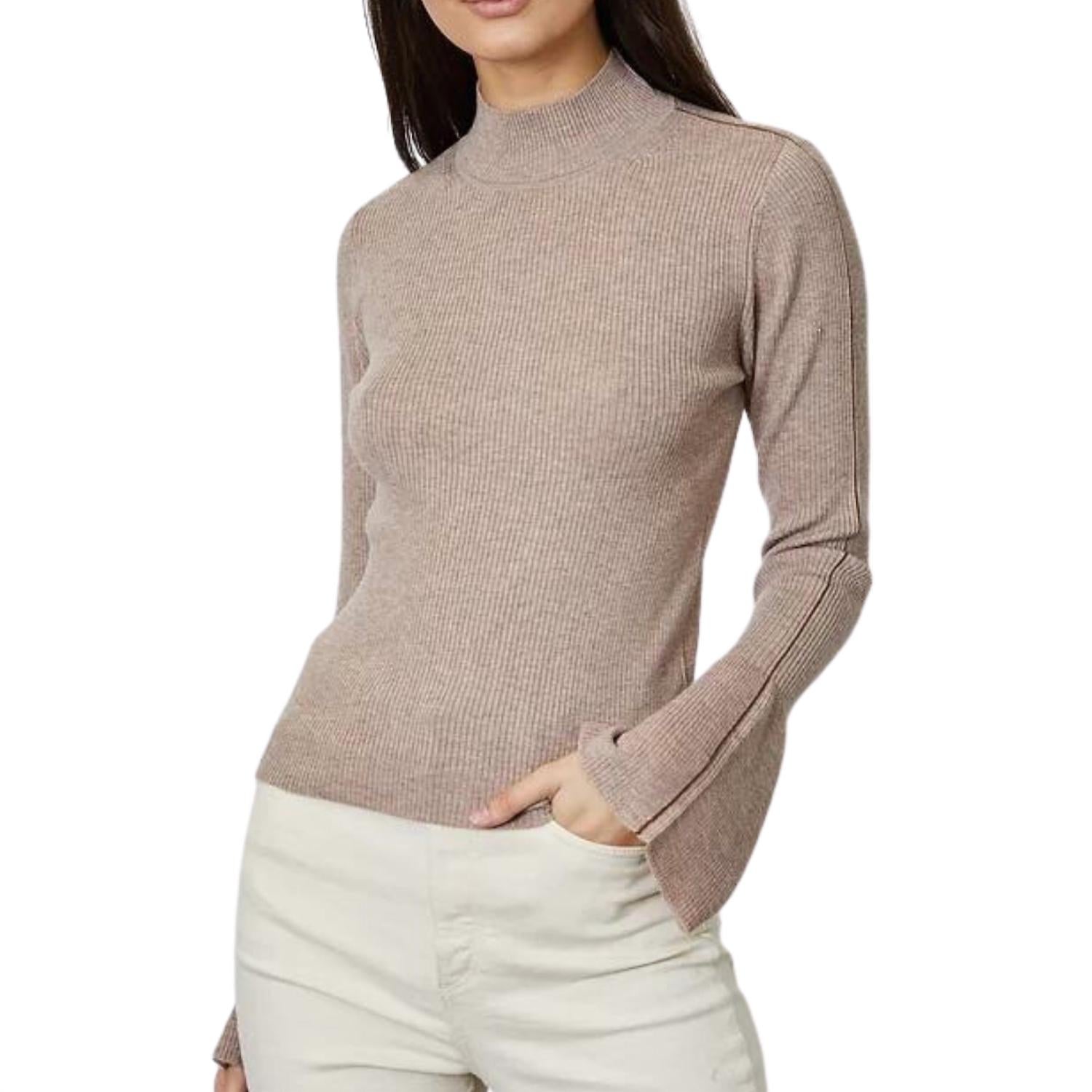 Dh New York Veronica Mock Neck Top In Mushroom In Neutral