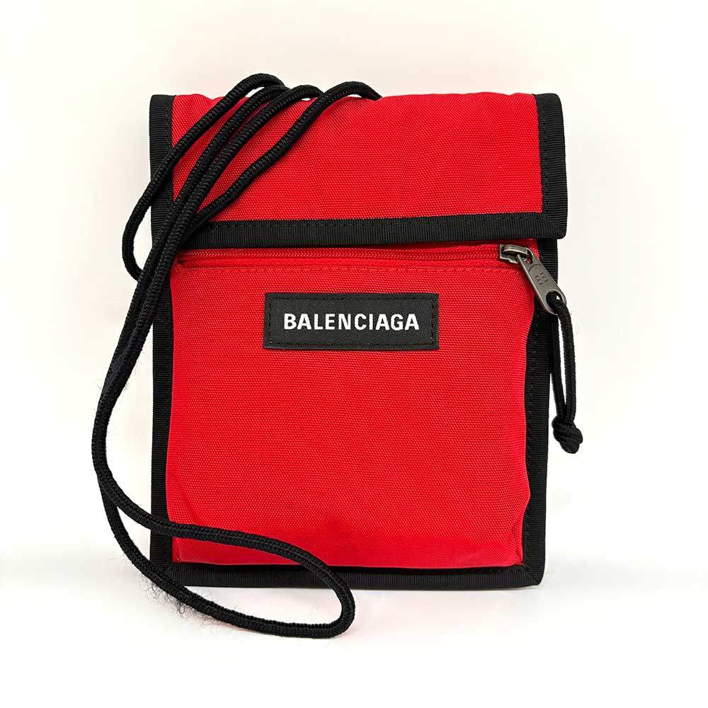 Image of Balenciaga Nylon Explorer Shoulder Pouch Red