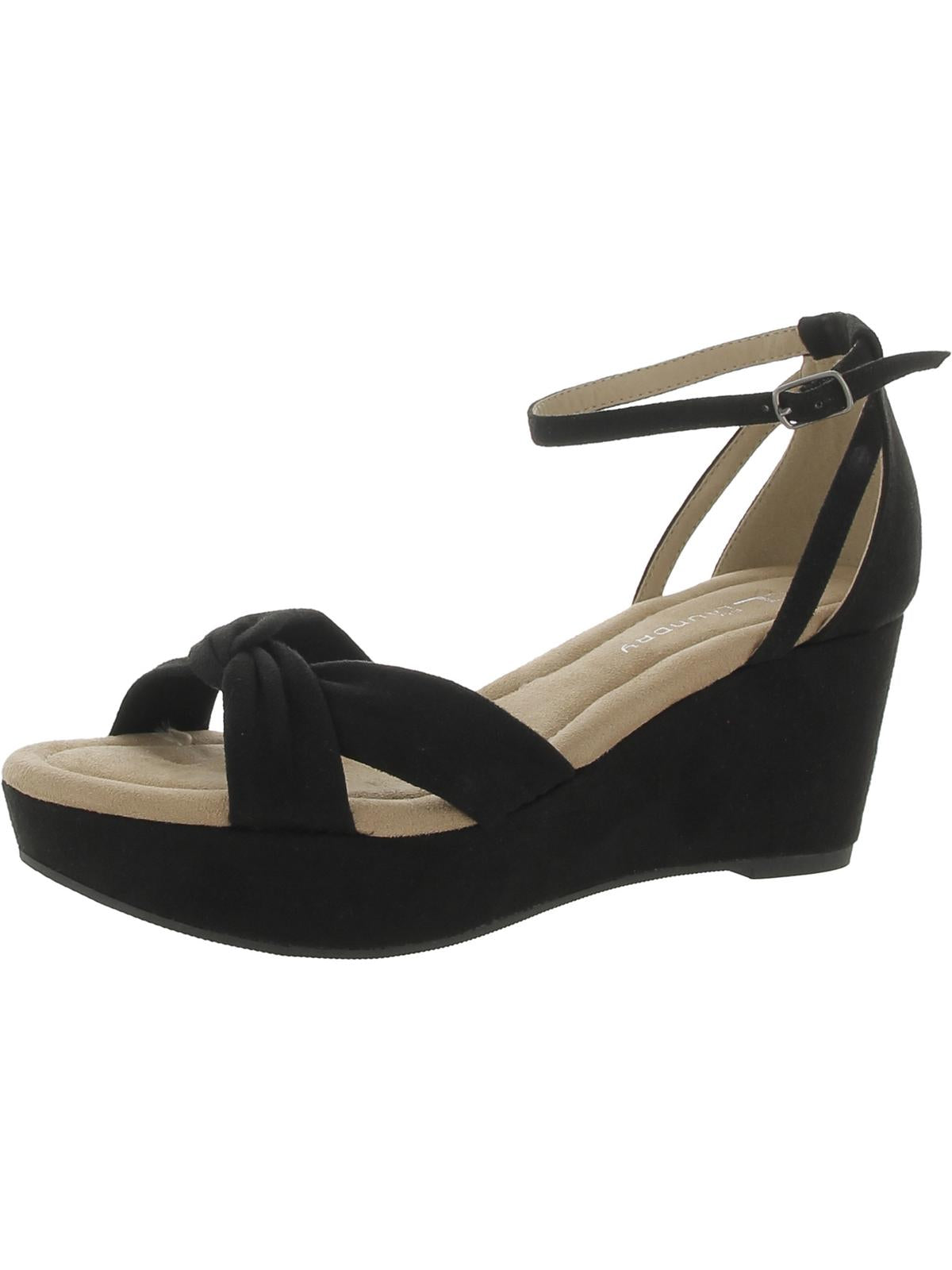 Cl By Laundry Devin Womens Ankle Strap Open Toe Wedge Sandals In Black