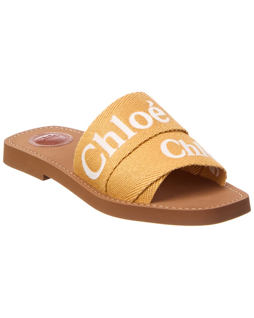 Chloé Woody Logo Embroidered Flat Slides