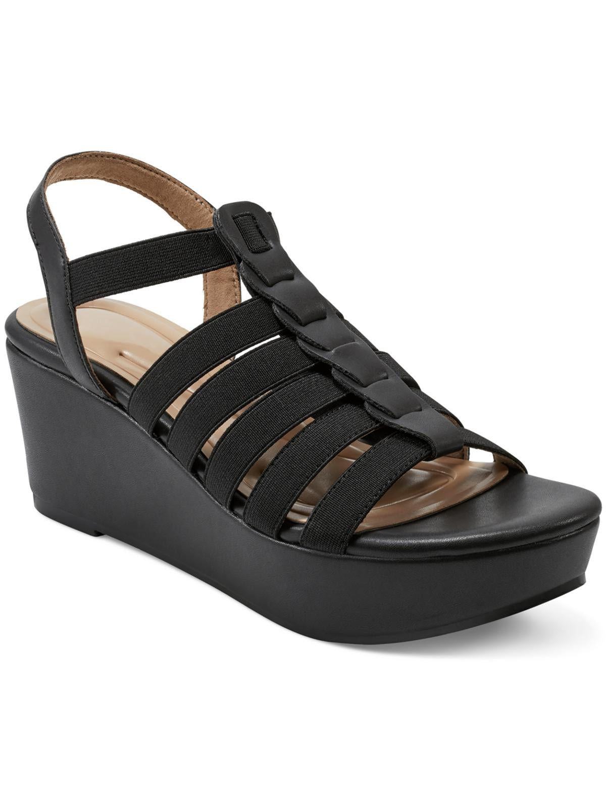 Shop Easy Spirit Avinna Womens Faux Leather Strappy Platform Sandals In Black