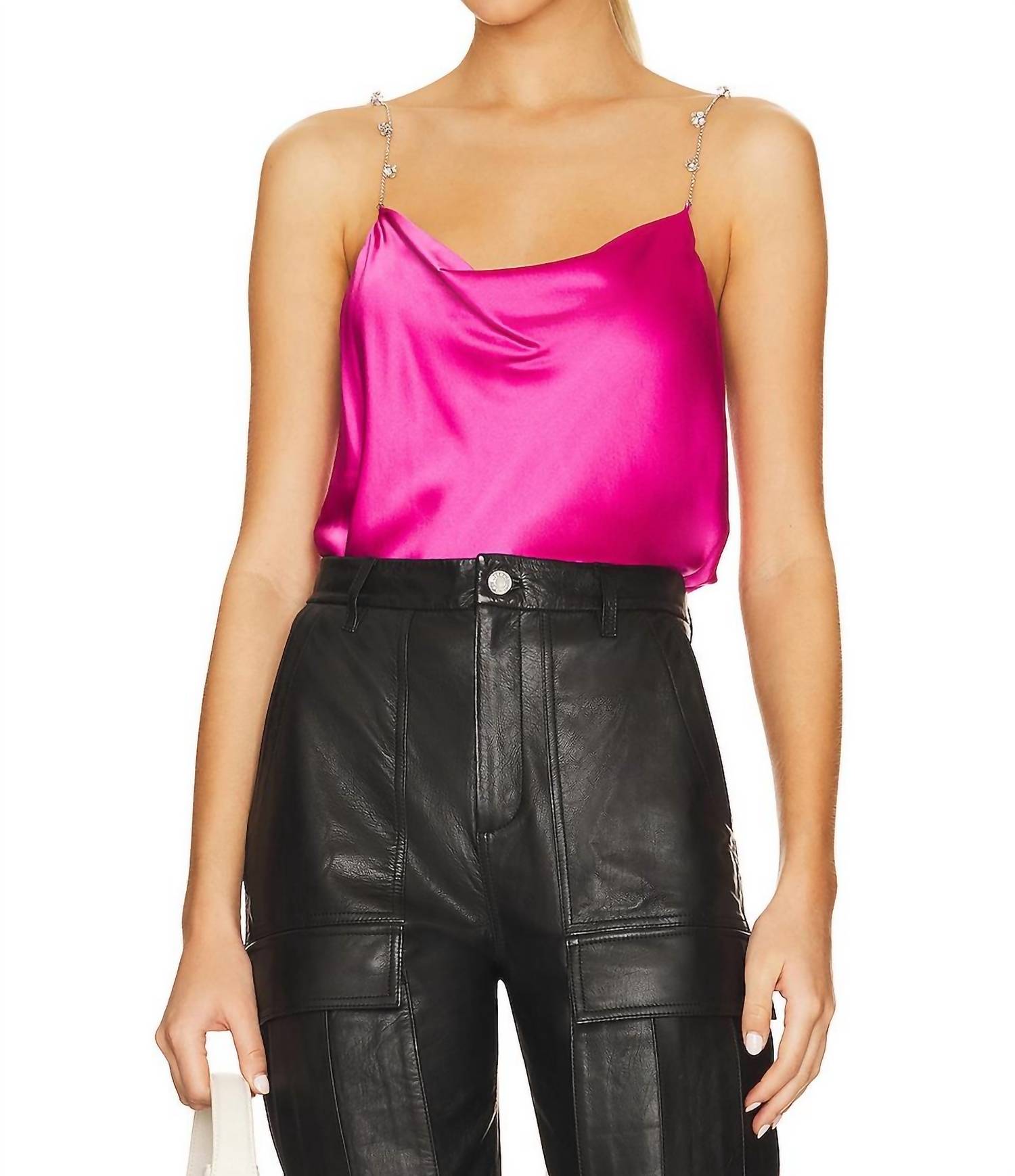 Shop Cami Nyc Busy Cami Crystal Chain Strap Top In Magnolia In Pink