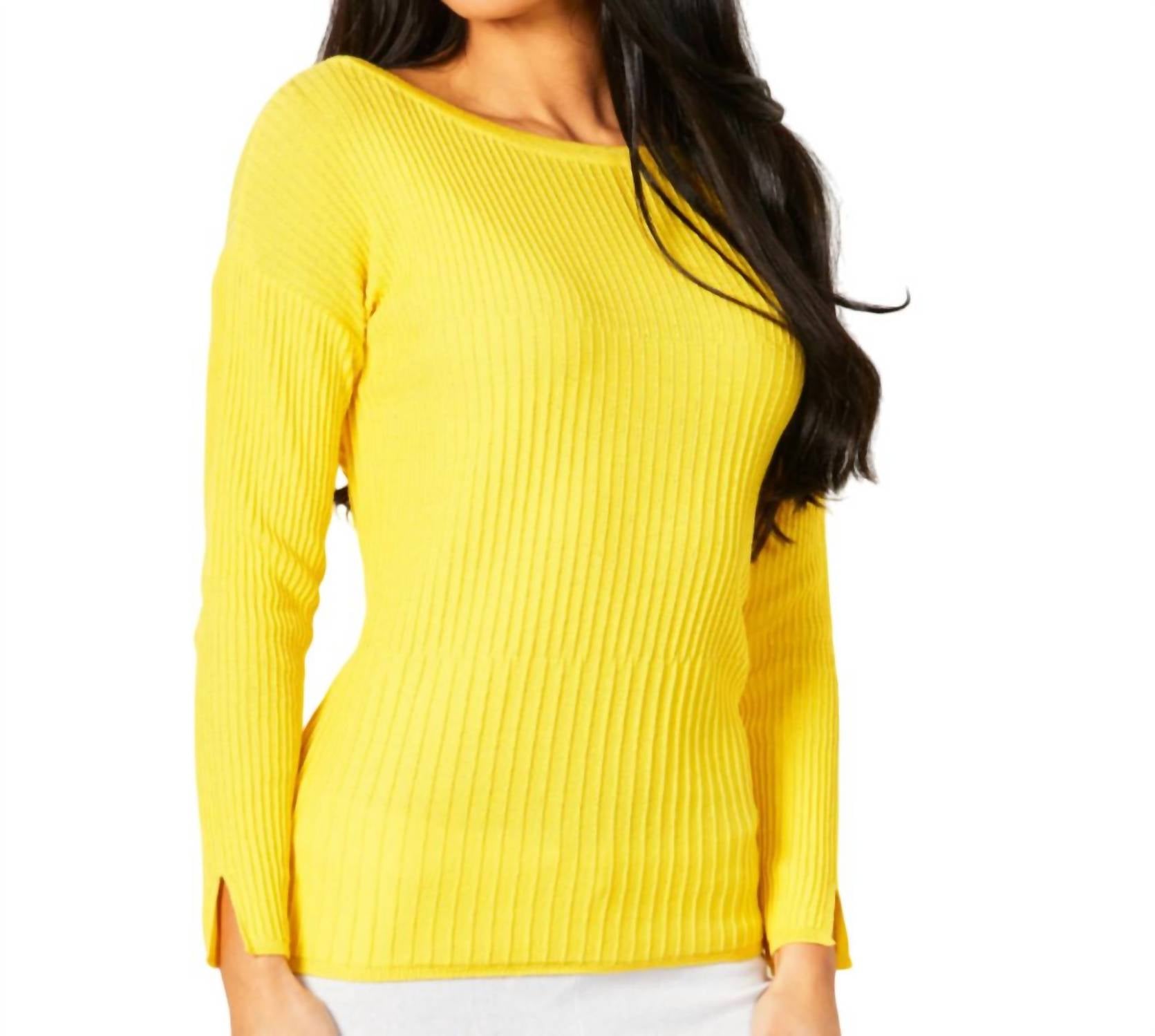Shop Angel Apparel Ribbed Crew Neck Top In Lemon In Yellow