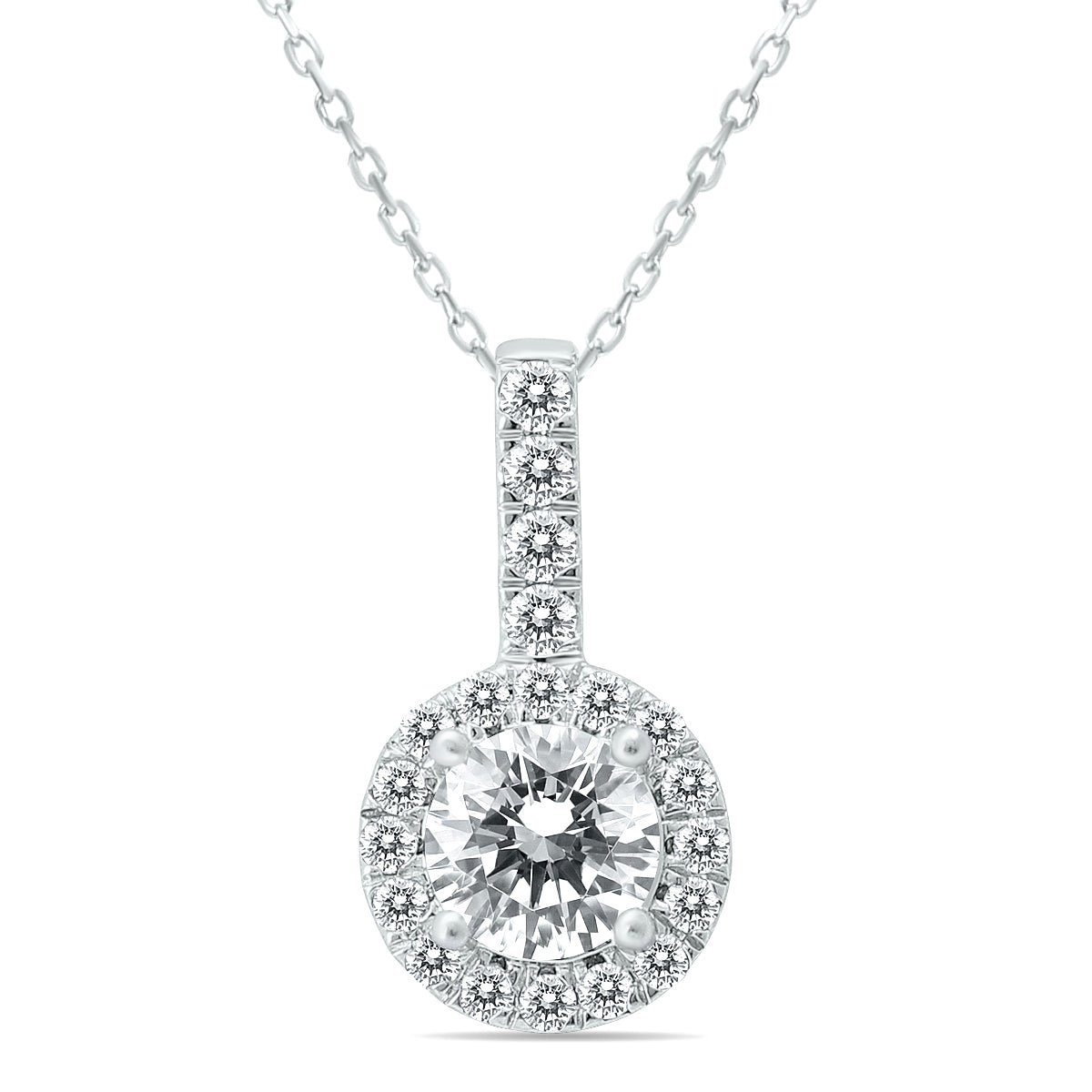 Sselects Signature Quality 1 Carat Tw Halo Diamond Pendant In 14k Clarity In White