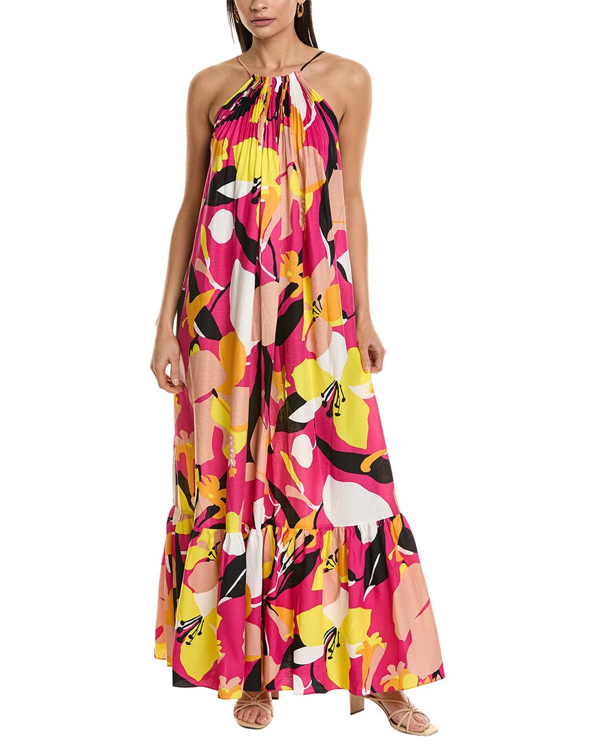Shop Ted Baker Strappy Linen-blend Maxi Dress In Multi