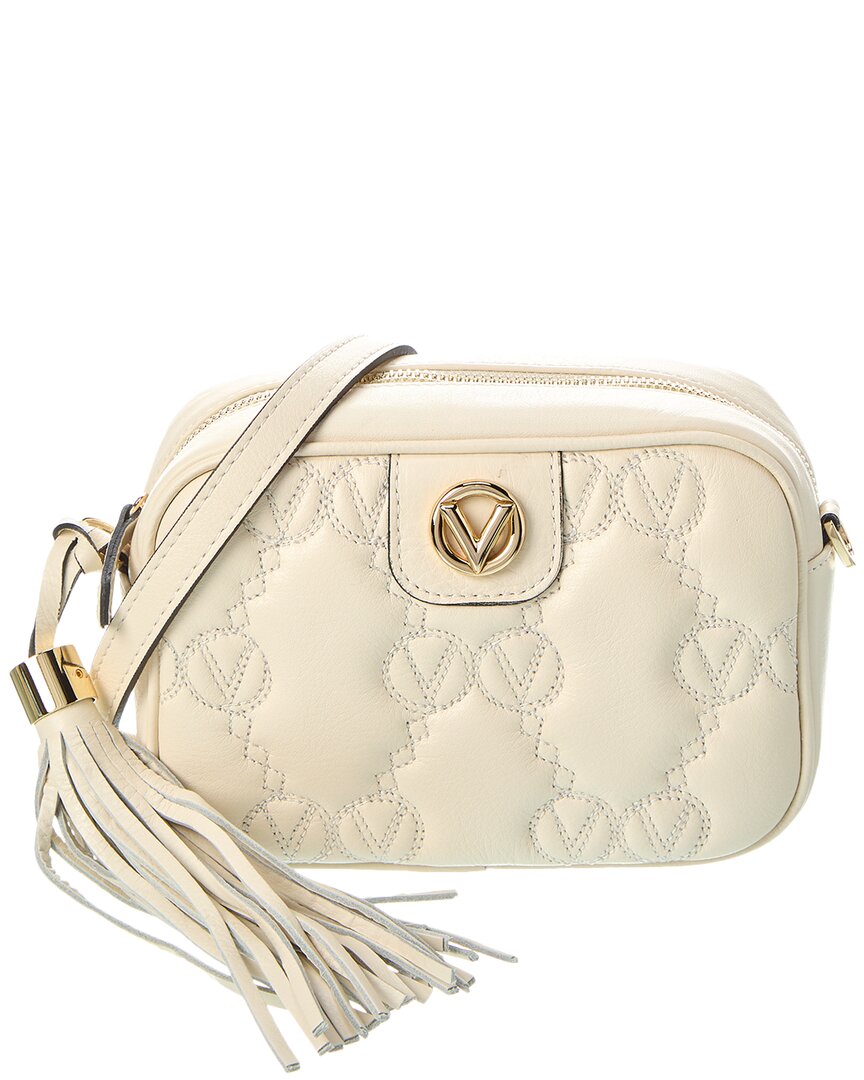 Valentino By Mario Valentino Amel Monogram Leather Crossbody In White