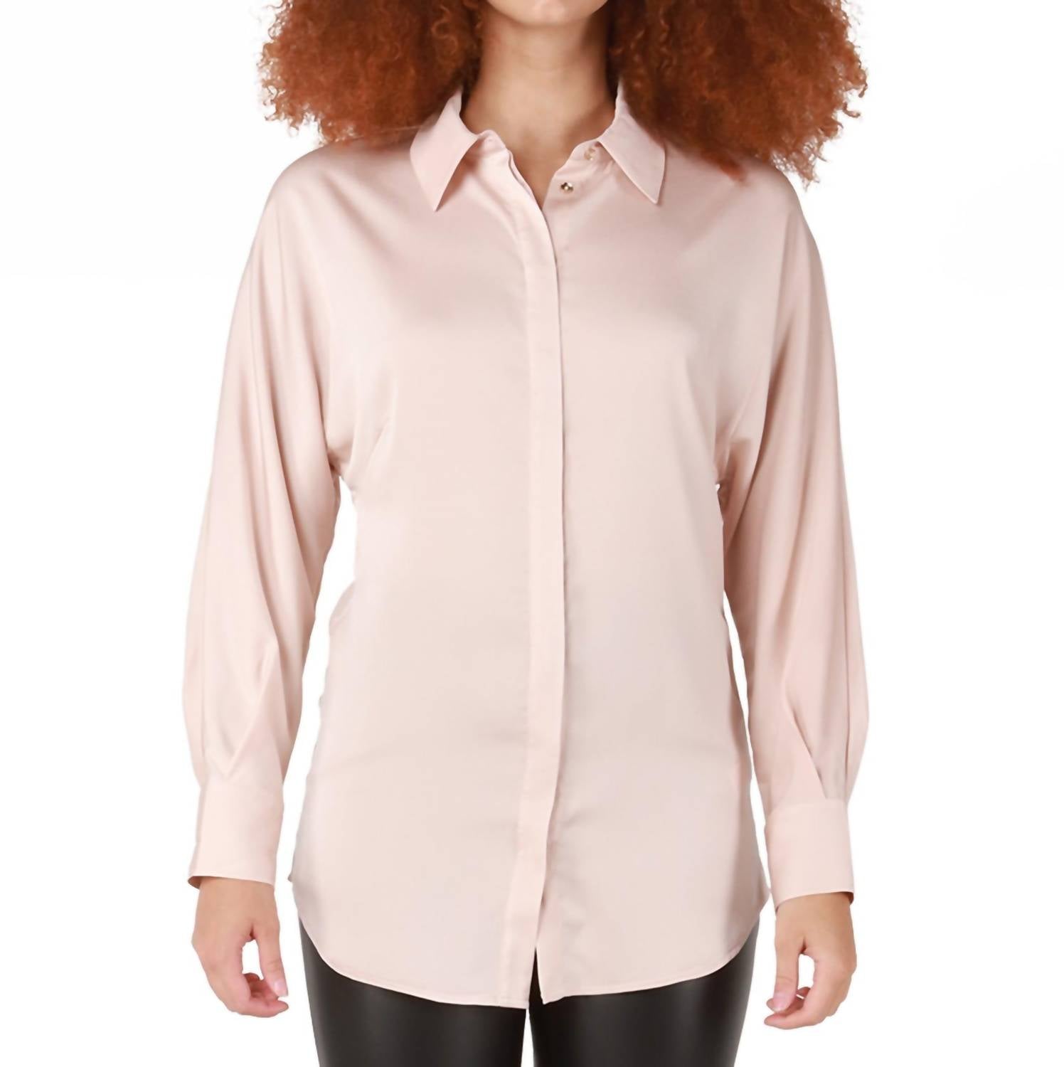 Dex Victoria Satin Blouse In Antique Blush In Pink