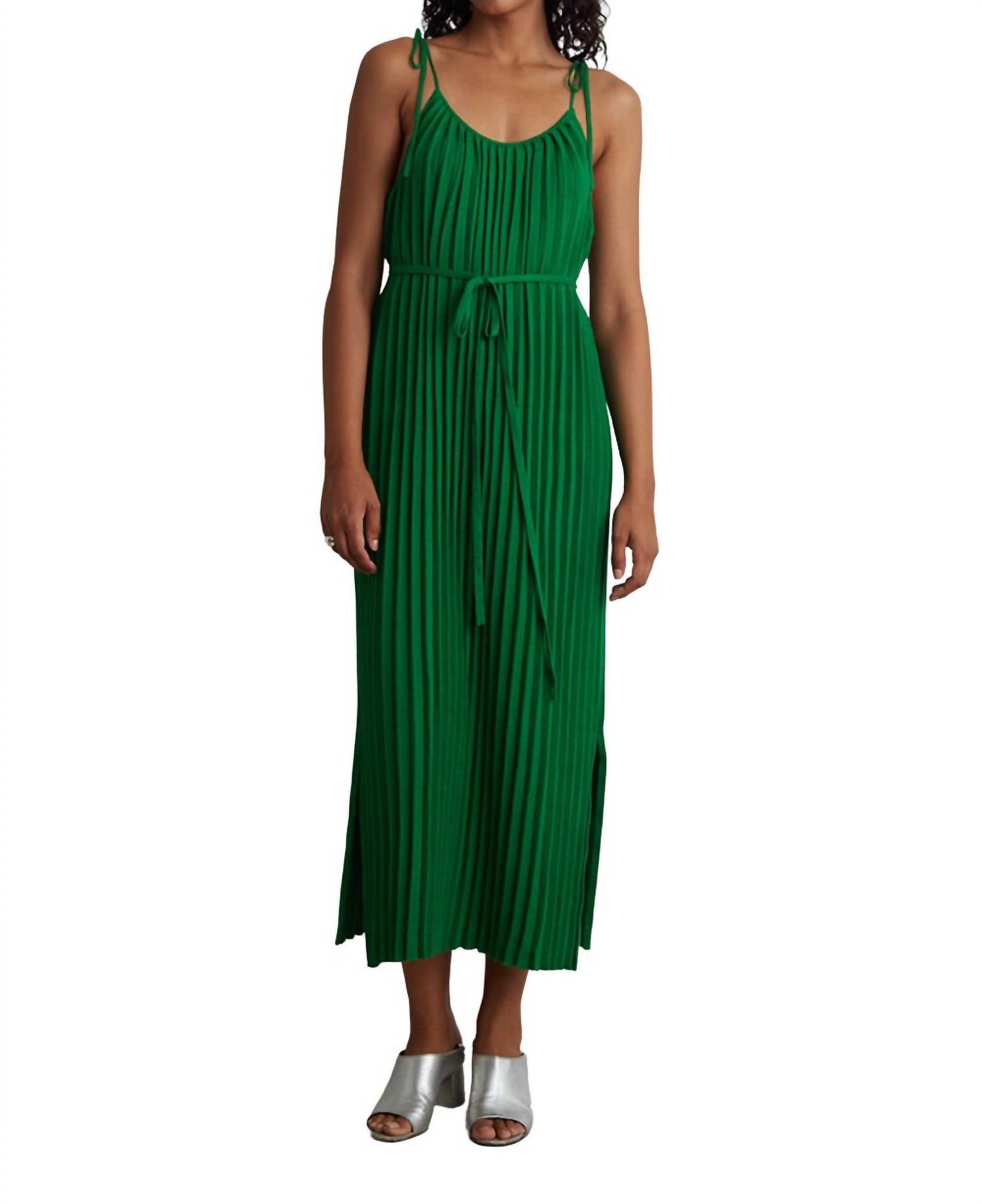 Eleven Six Simone Pleated Midi Dress In Kelly Green