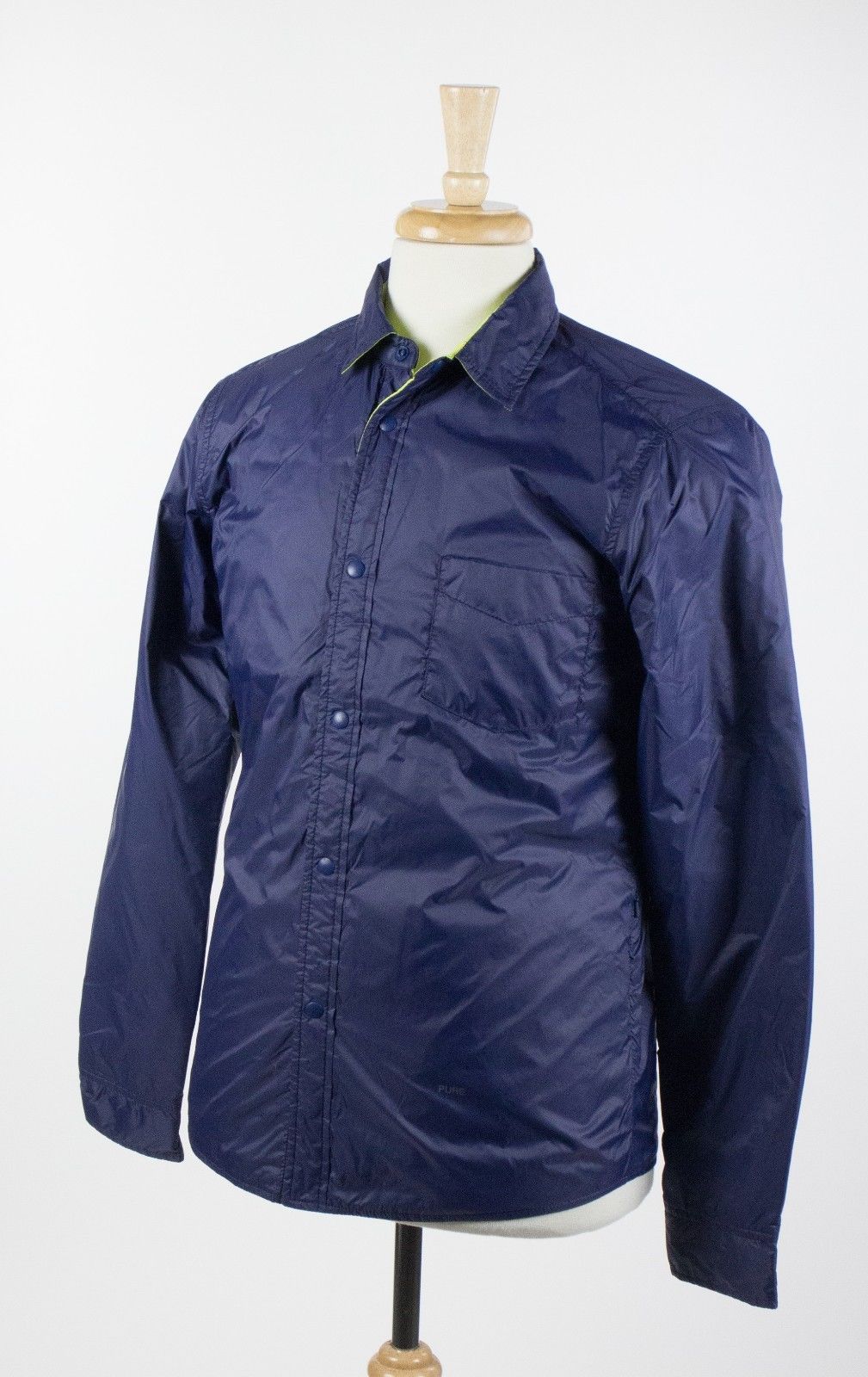 Mauro Grifoni Blue Snap Button Reversible Nylon Jacket W/ Green Lining