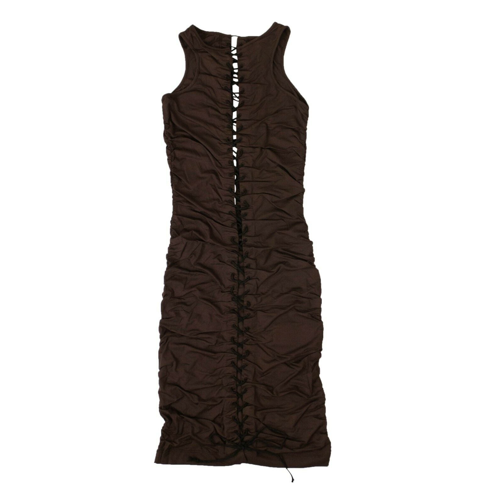 Ben Taverniti Unravel Project Gathered Lace Up Dress - Brown