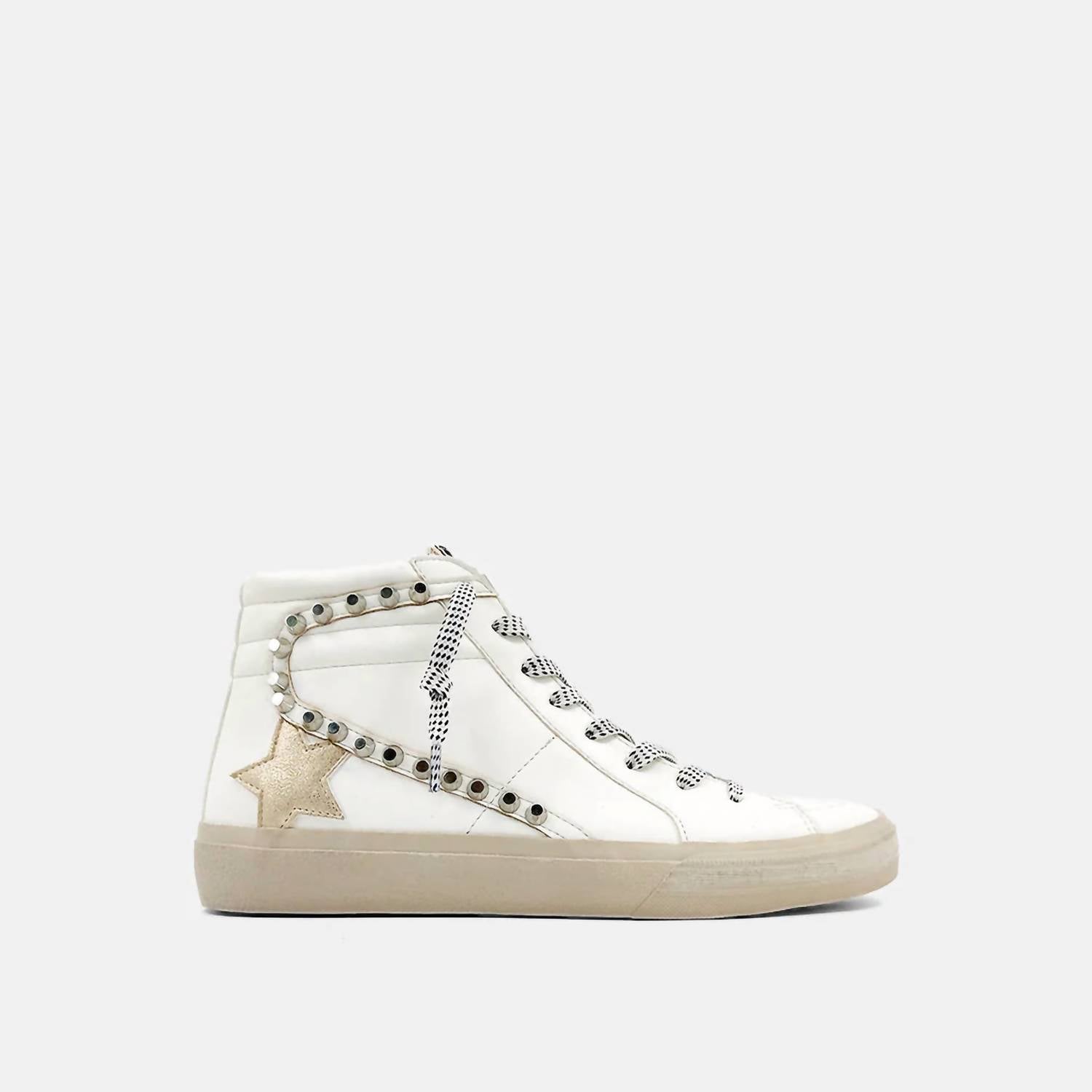 Shop Shu Shop Riri High Top Sneaker In Silver Distressed In White