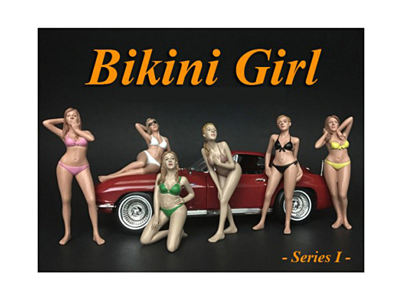 American Diorama Bikini Calendar Girls Series I 6 Piece Figurine Set For 1/24 Scale Models By  In Blue