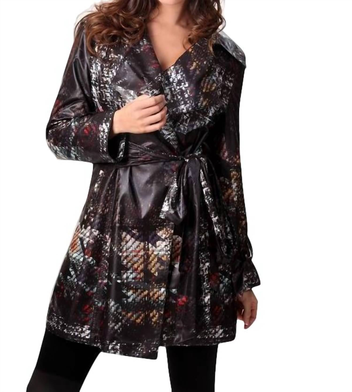 Shop Angel Belted Trench Rain Jacket In Black Multi